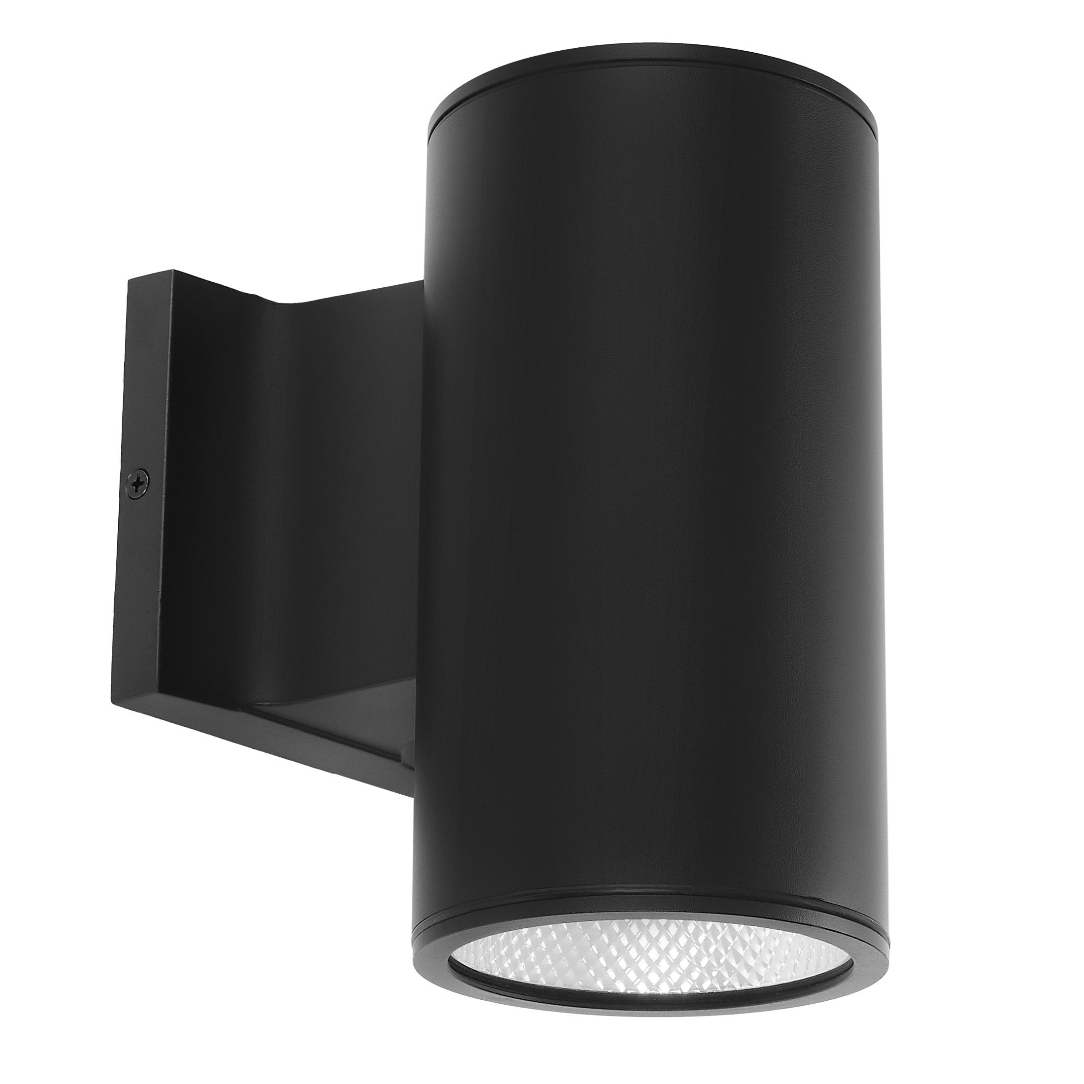 Maxxima Cylinder LED Outdoor Wall Light, Modern Wall Wash, 12 Watt, 1050 Lumens, 5 CCT 2700K/3000K/3500K/4000K/5000K, Dusk to Dawn Photocell Sensor, Exterior Garage, Patio, or Porch Lighting, Black