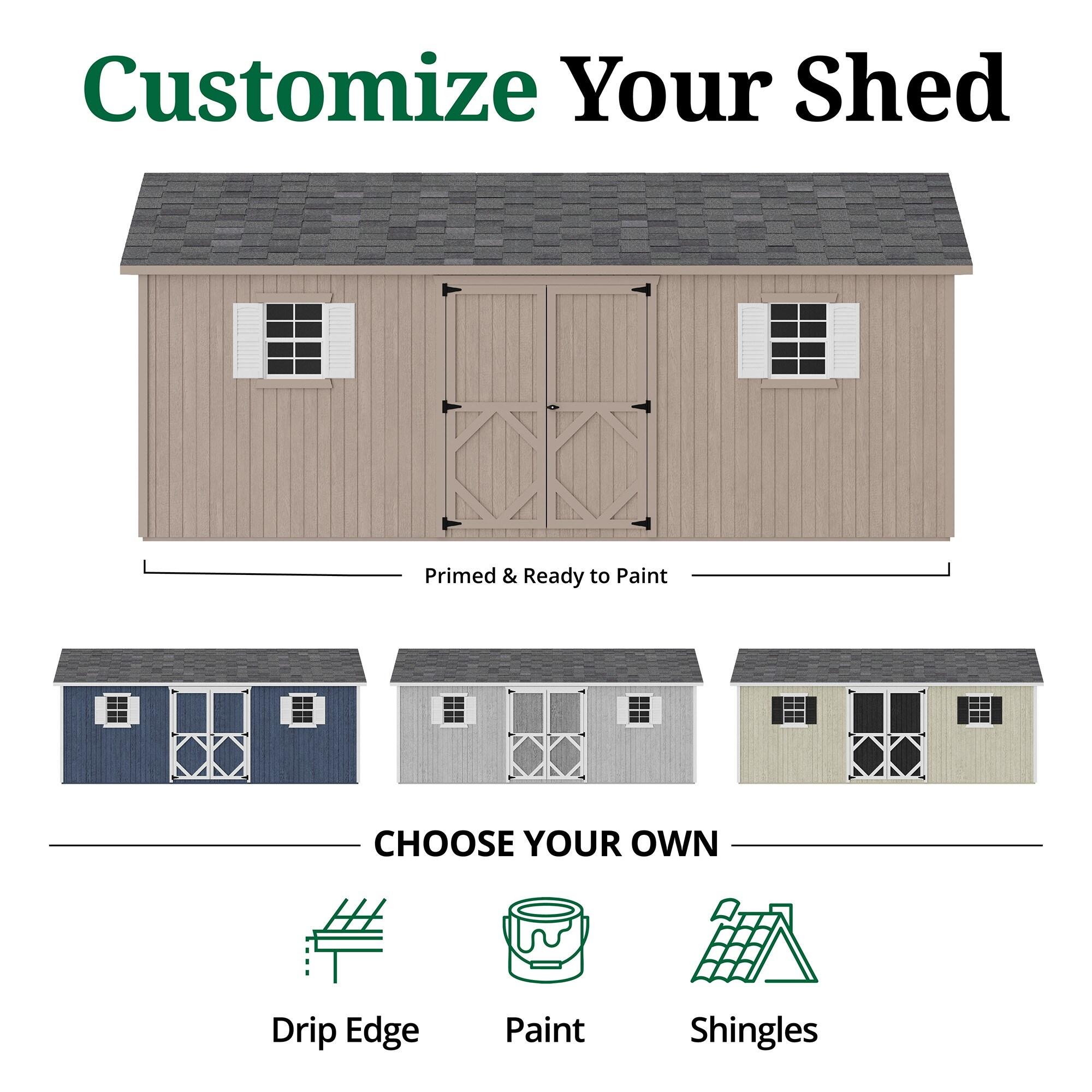 Little Cottage Co. 12x20 Classic Workshop Shed with Operable Windows and Floor, Outdoor Wood Storage Do-It-Yourself Precut Kit