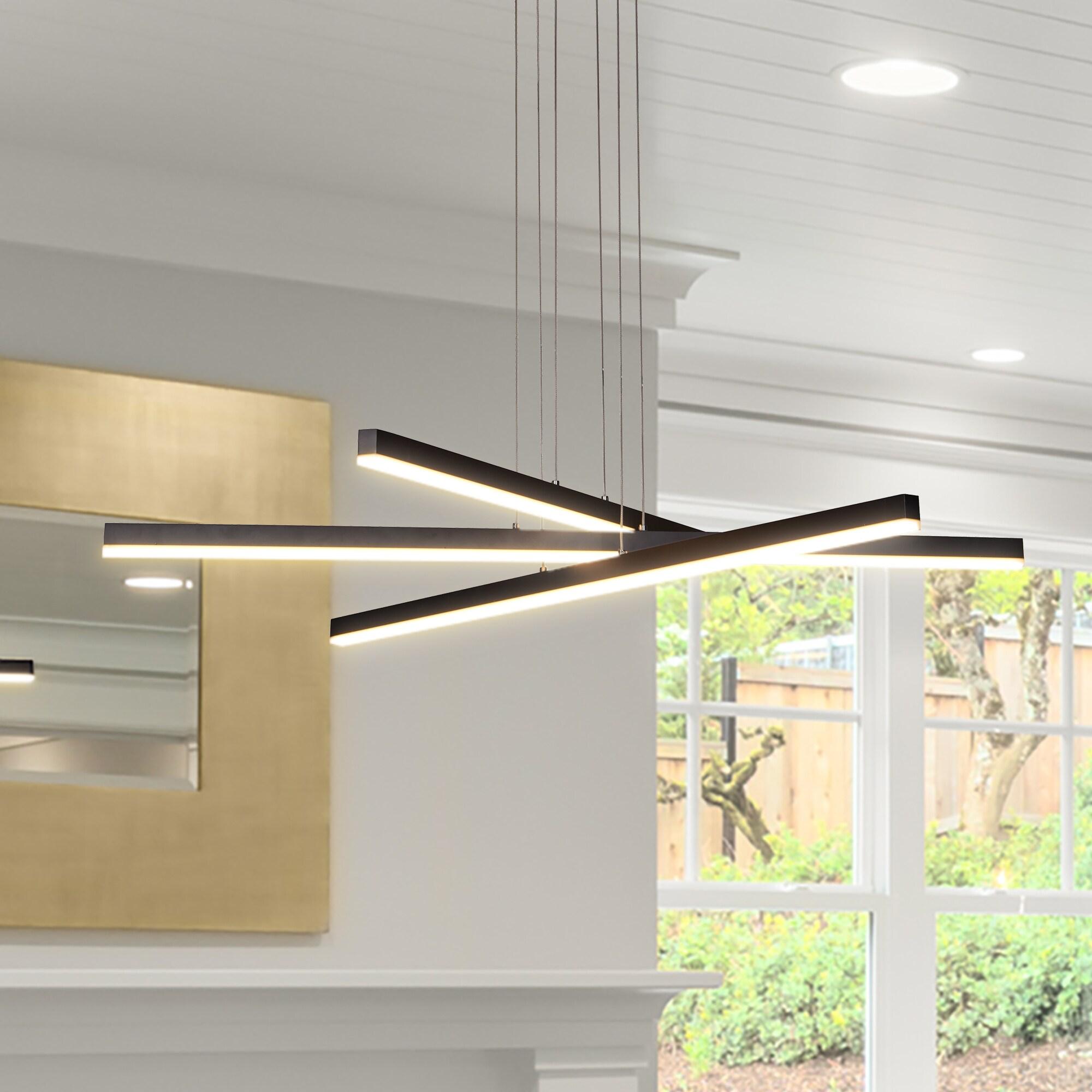 Sirius 39.25 in 3-Light Plank LED Chandelier Light Height Adjustable ETL Certified Linear Pendant