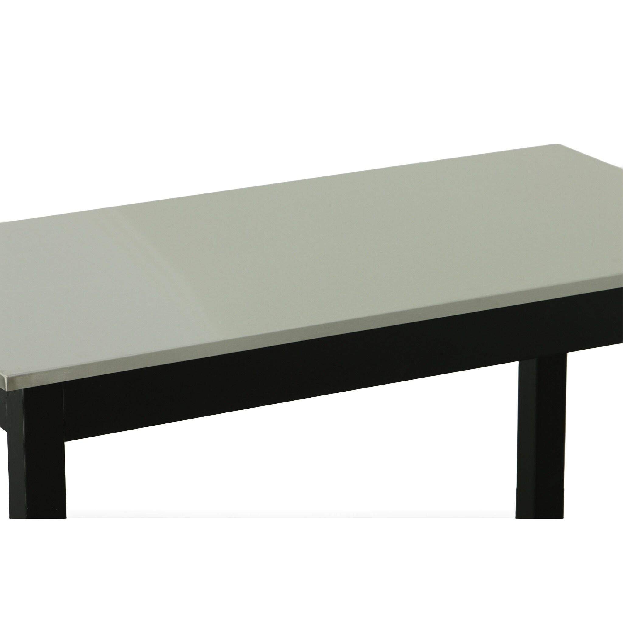 Carolina Living Cooper Stainless Steel Top Bar Table Wood/Black: High Bar Height, Kitchen Functionality