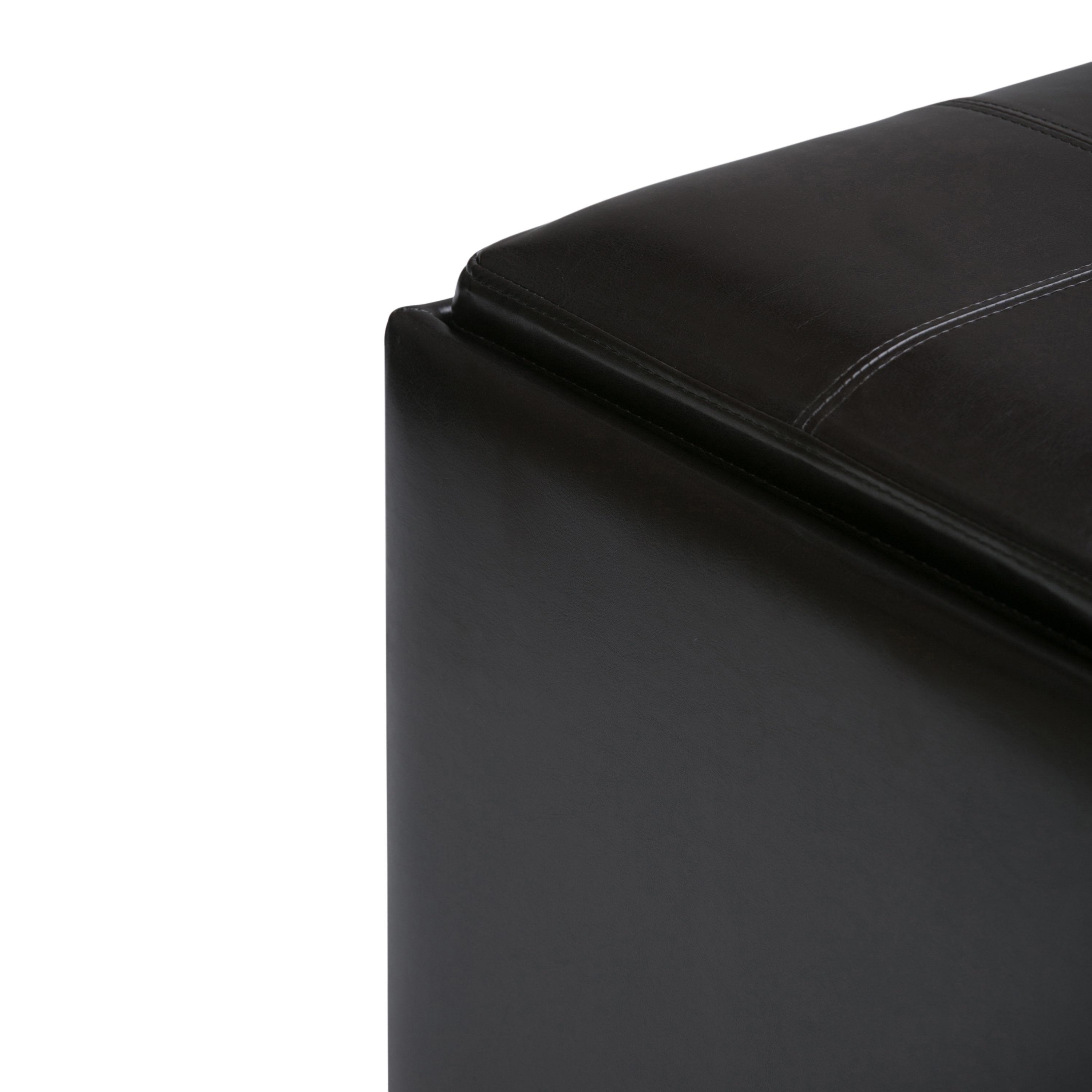 Simpli Home Avalon Faux Leather Coffee Table Storage Ottoman in Tanners Brown