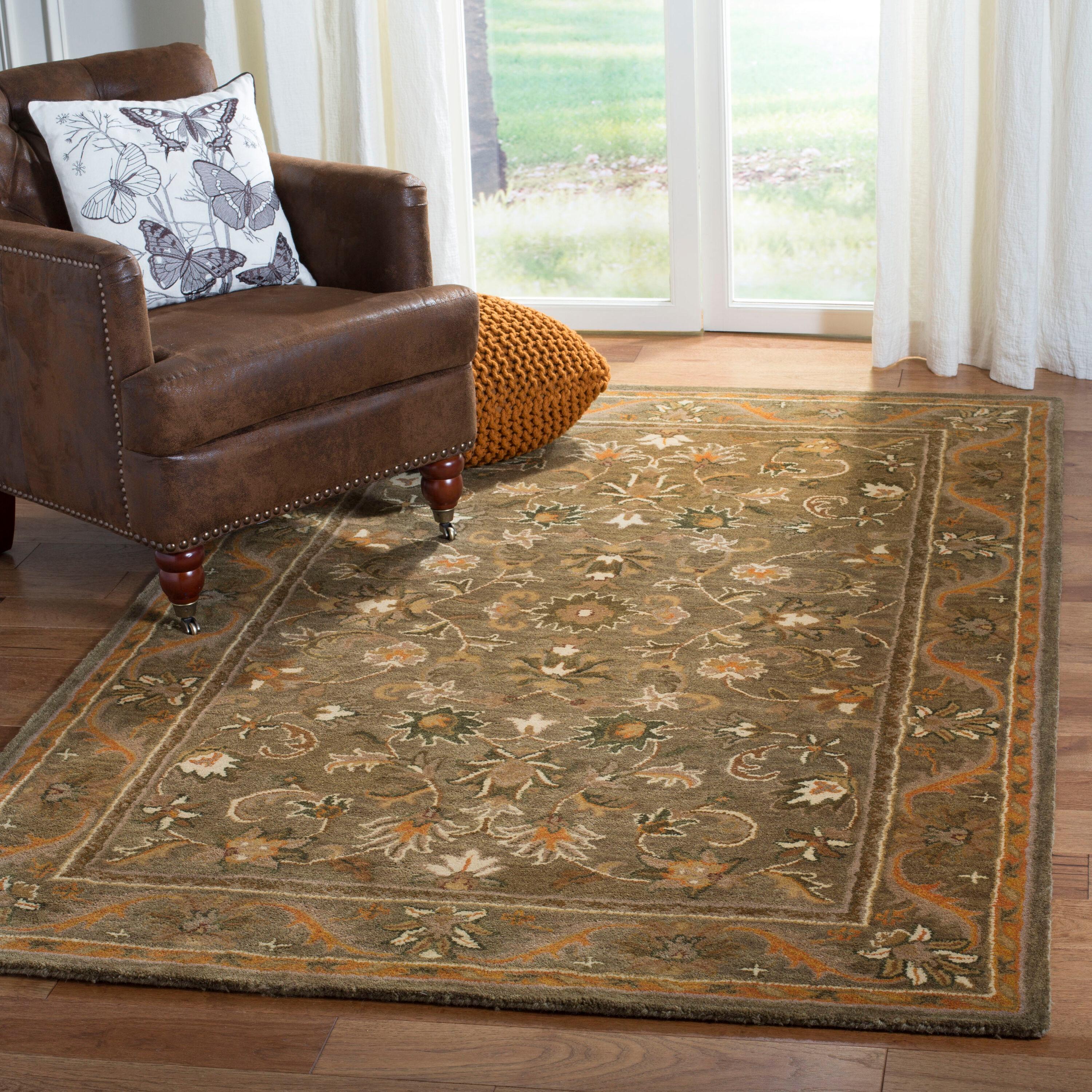 Antiquity AT52 Hand Tufted Indoor Accent Rug - Olive/Gold - 2'3"x4' - Safavieh