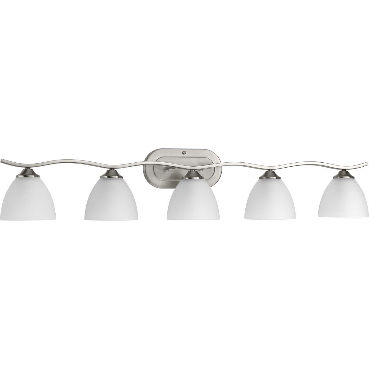Progress Lighting Laird 5-Light Bath Vanity, Brushed Nickel, Glass Shade