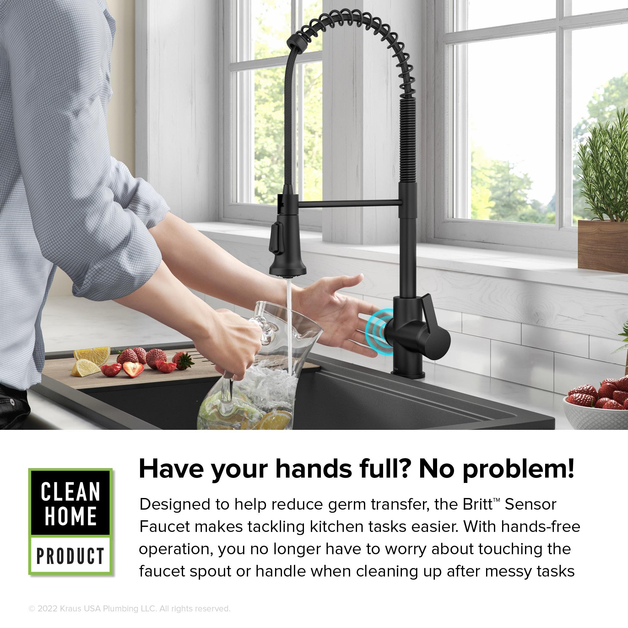 KRAUS Britt Touchless Sensor Commercial Single Handle Pull Down Kitchen Faucet