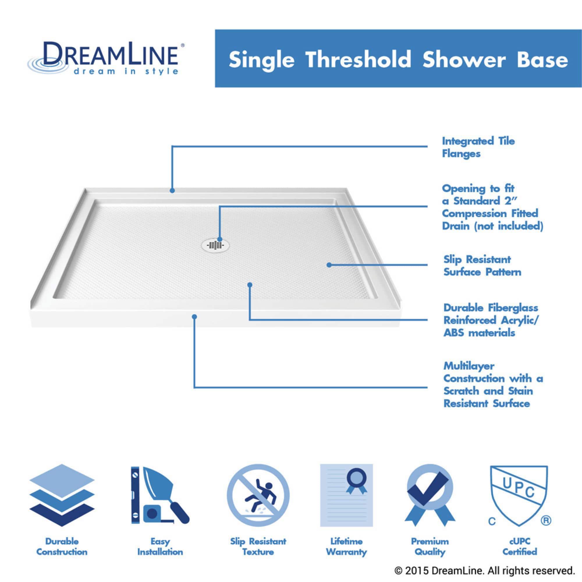 Qwall 48" W x 32" D x 76.75" H Framed Rectangle Shower Stall with Base Included