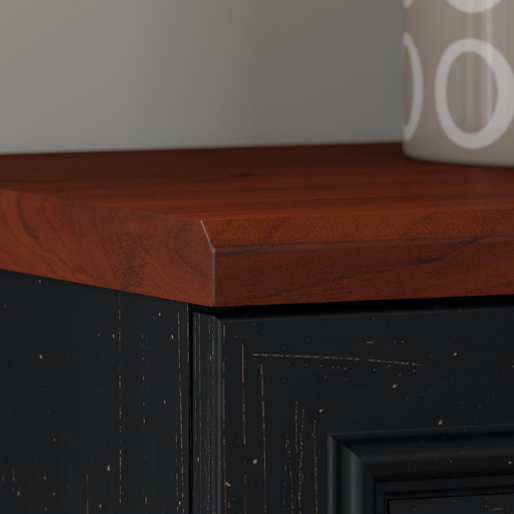 Fairview Small Storage Cabinet with Doors Black - Bush Furniture: Antique Pewter Hardware, Adjustable Shelves