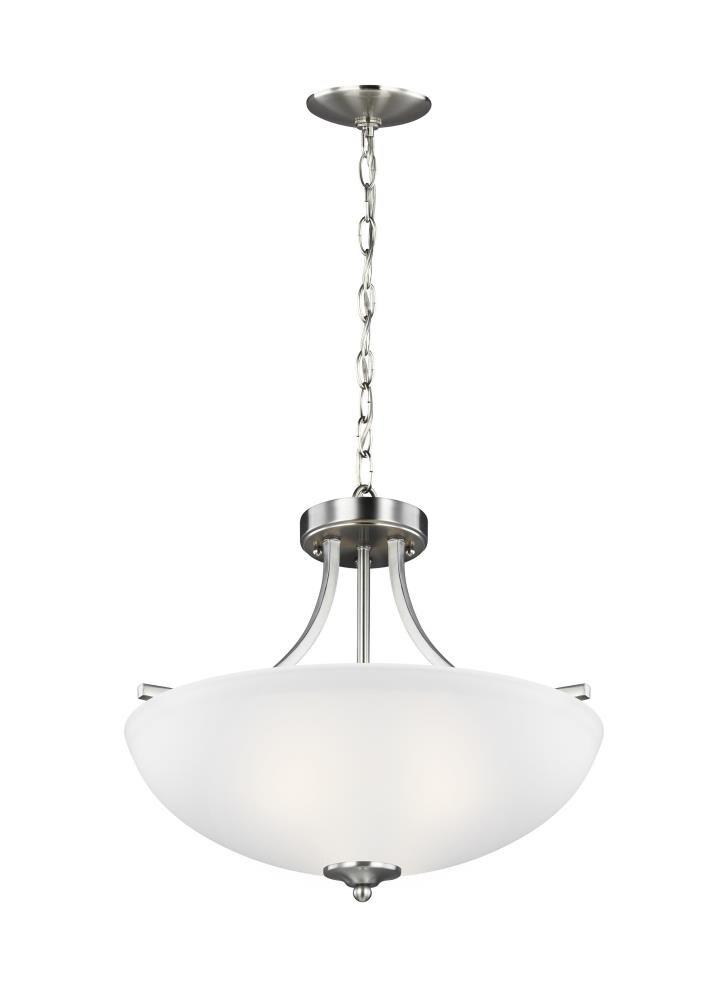 Geary 3-Light Brushed Nickel Semi-Flush Mount Convertible Pendant