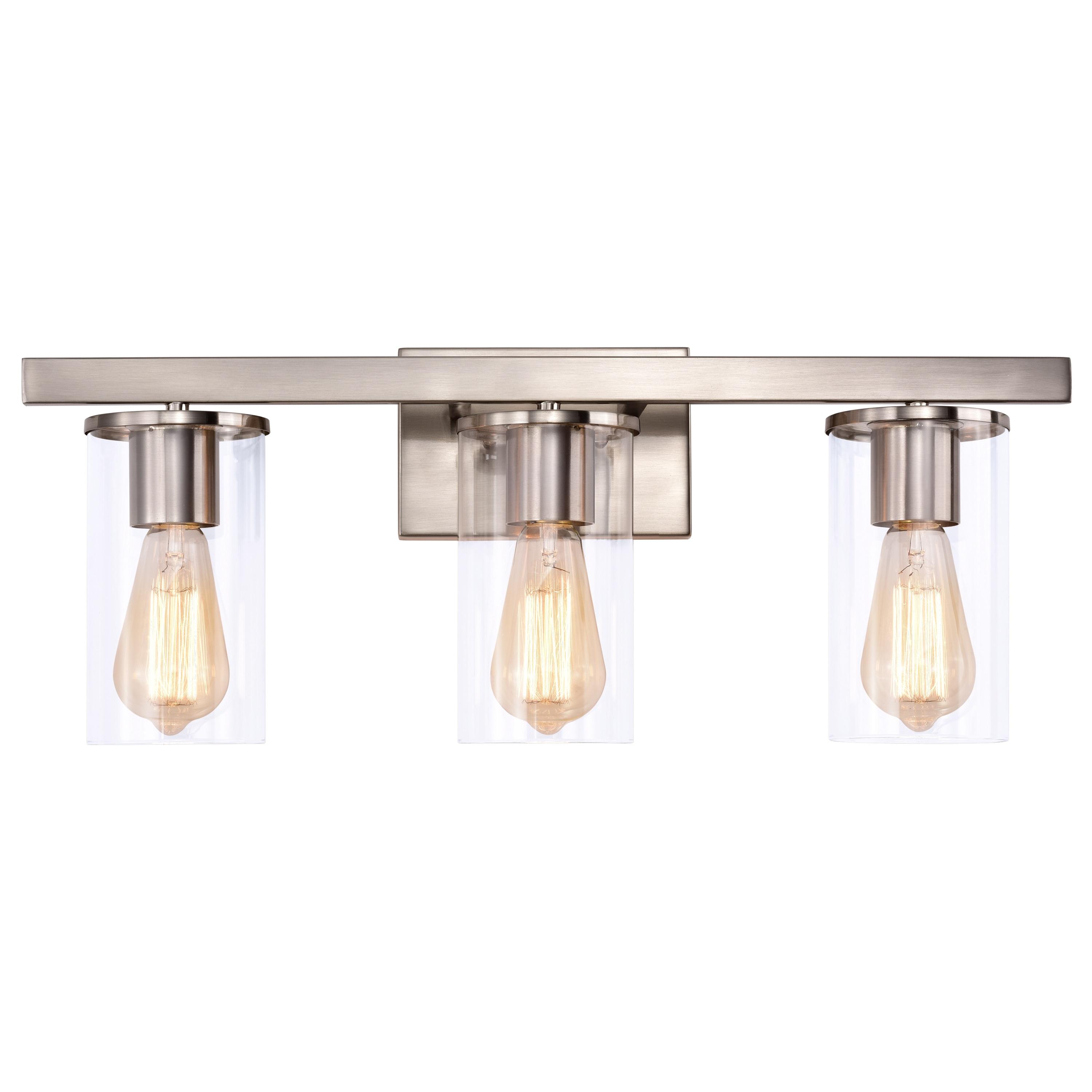 Nickel 3-Light Vanity Light with Clear Glass Shades