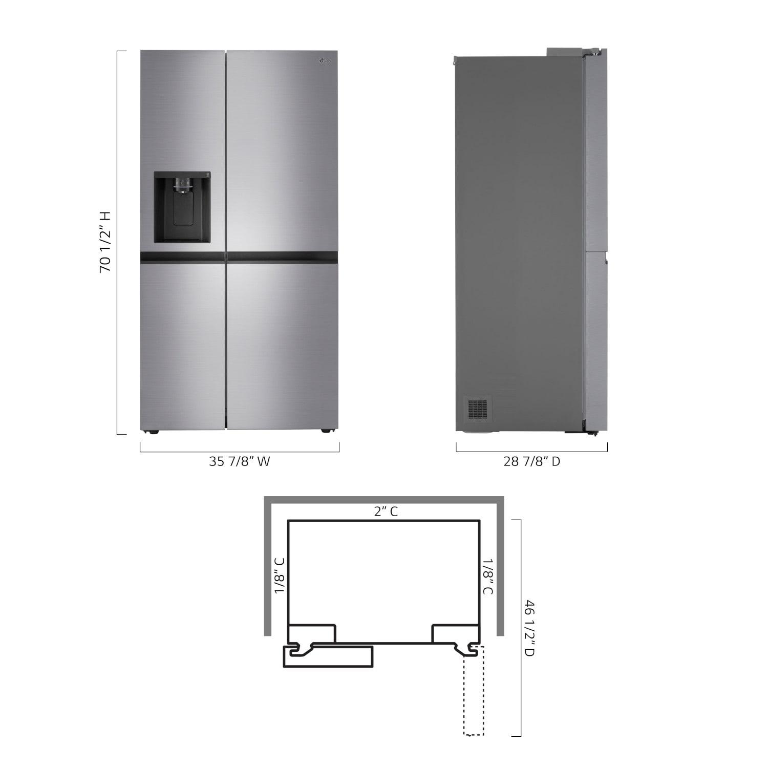 LG 23 Cu. Ft. Side-By-Side Counter-Depth Refrigerator With Smooth Touch Dispenser LRSXC2306S
