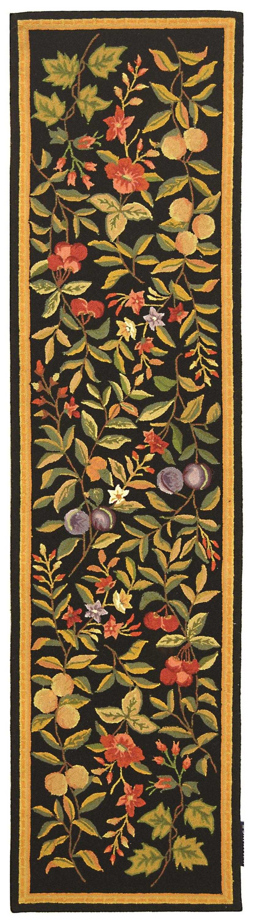Chelsea HK210 Hand Hooked Runner Rug - Black - 2'6"x12' - Safavieh.