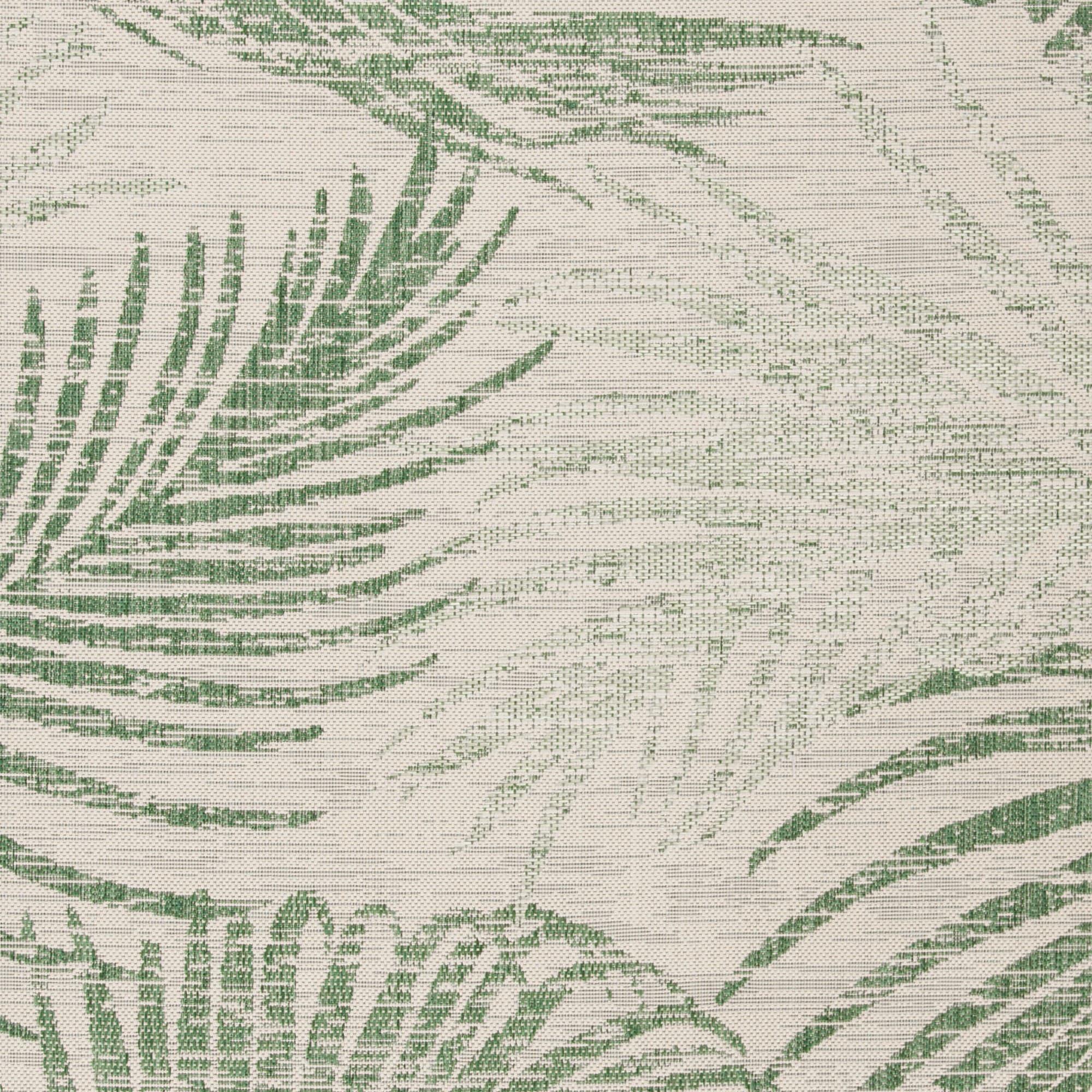 SAFAVIEH Courtyard Padic Botanical Indoor/Outdoor Area Rug, Beige/Green, 9' x 12'