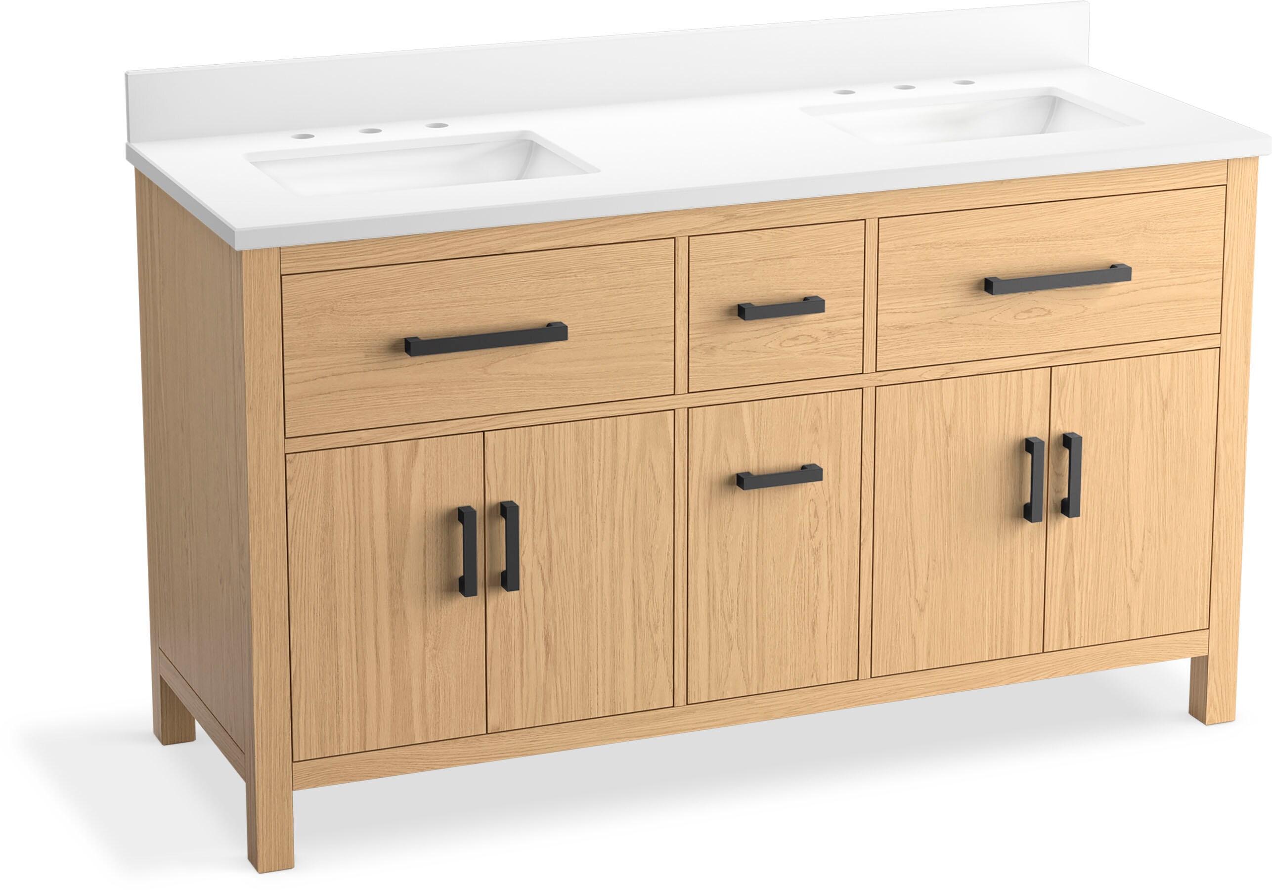 Kresla 60 In. Bathroom Vanity Cabinet With Sinks And Quartz Top
