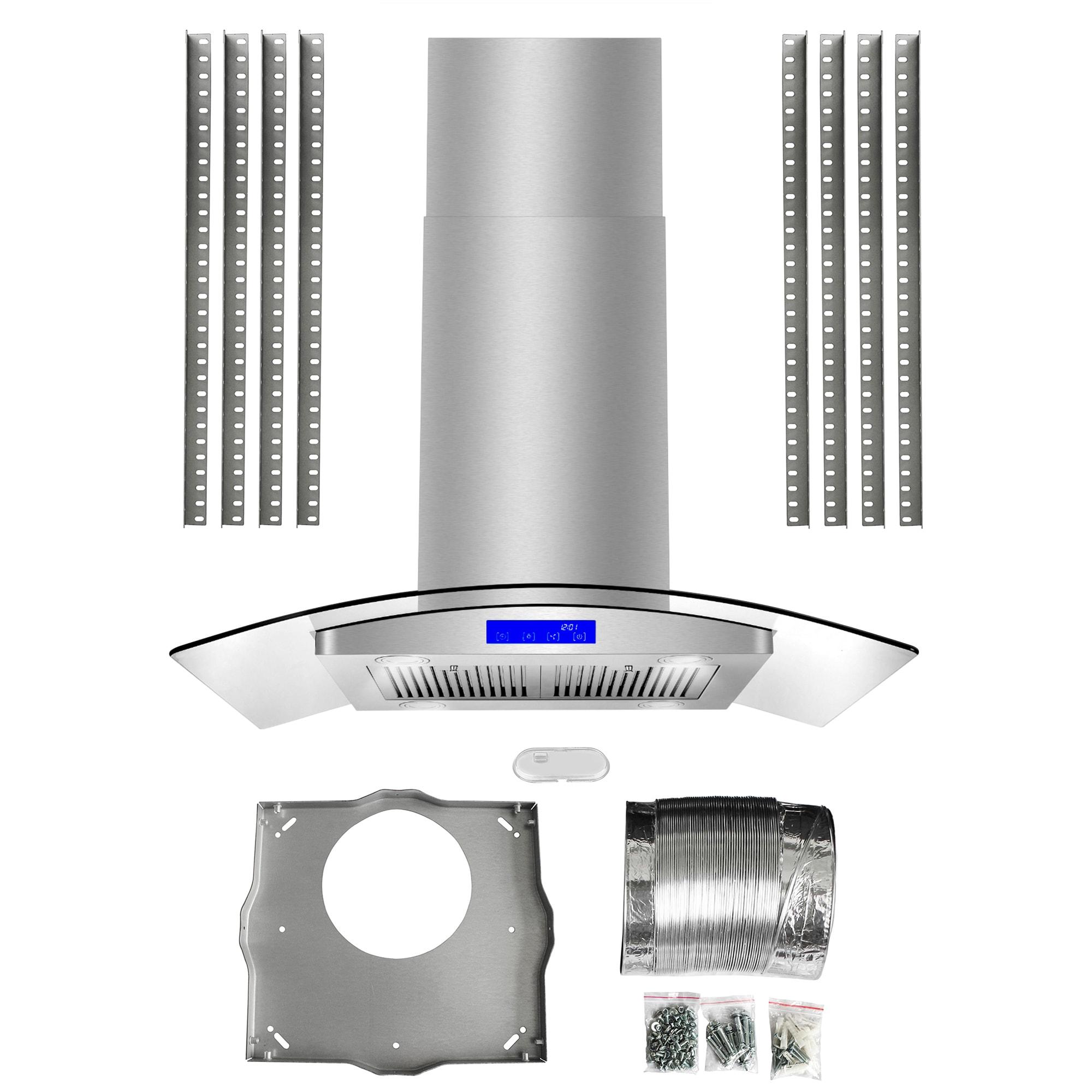 Cosmo COS-668ICS900 36 Inch Island Range Hood w/ Touch Controls, Stainless Steel