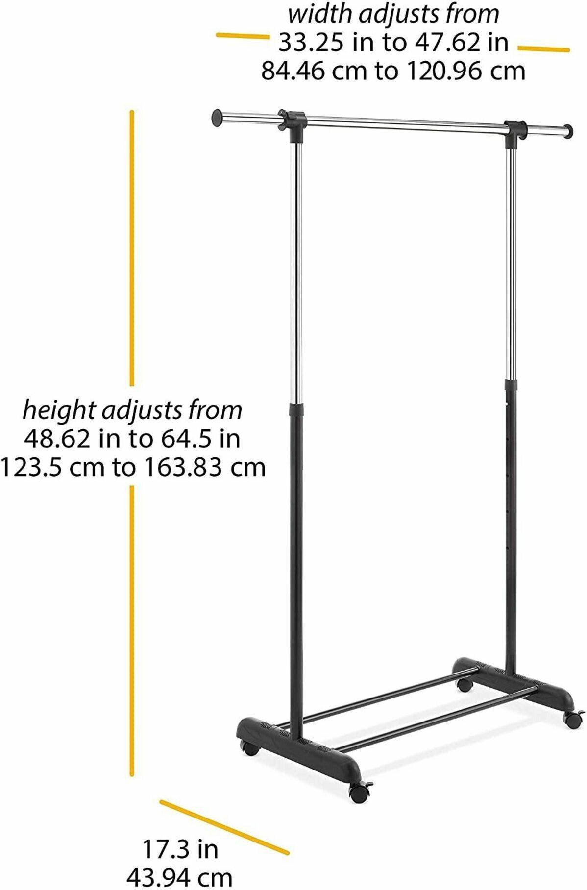 J&V TEXTILES Double Rod Clothing Garment Rack, Rolling Clothes Organizer on Wheels for Hanging Clothes