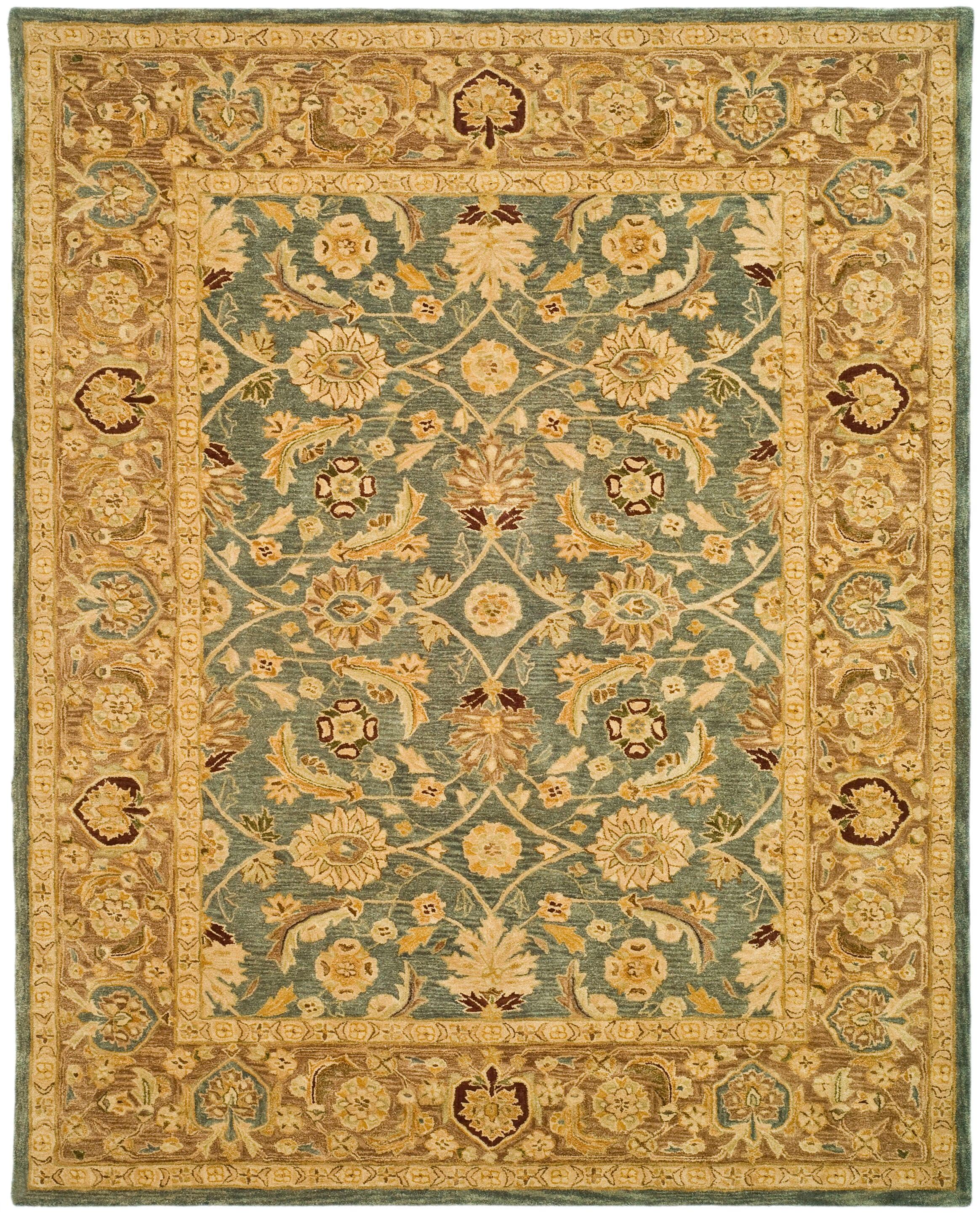 Anatolia AN549 Hand Tufted Indoor Area Rug - Teal Blue/Taupe - 8'x10' - Safavieh