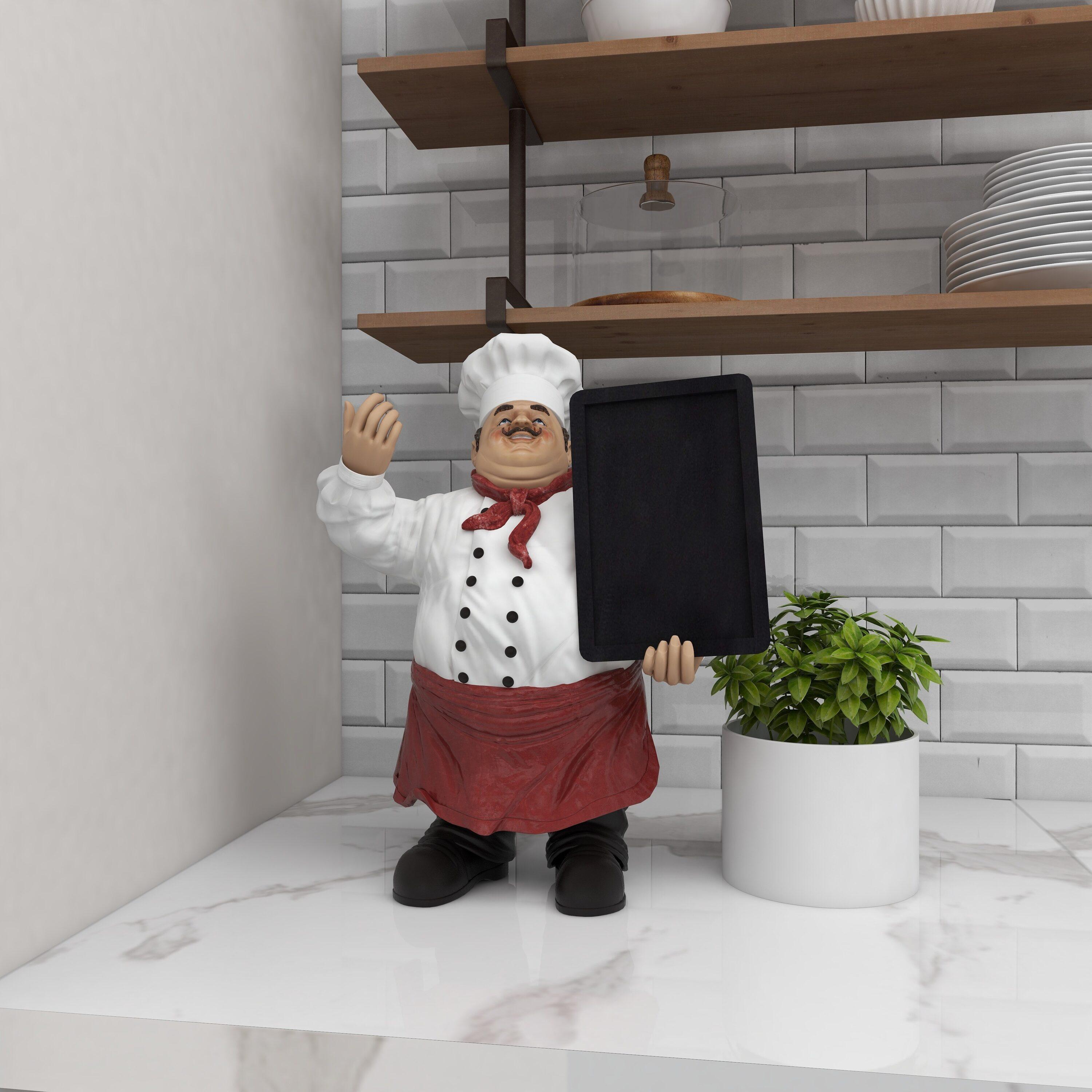15" x 19" Multi Colored Polystone Chef Sculpture with Chalkboard, by DecMode