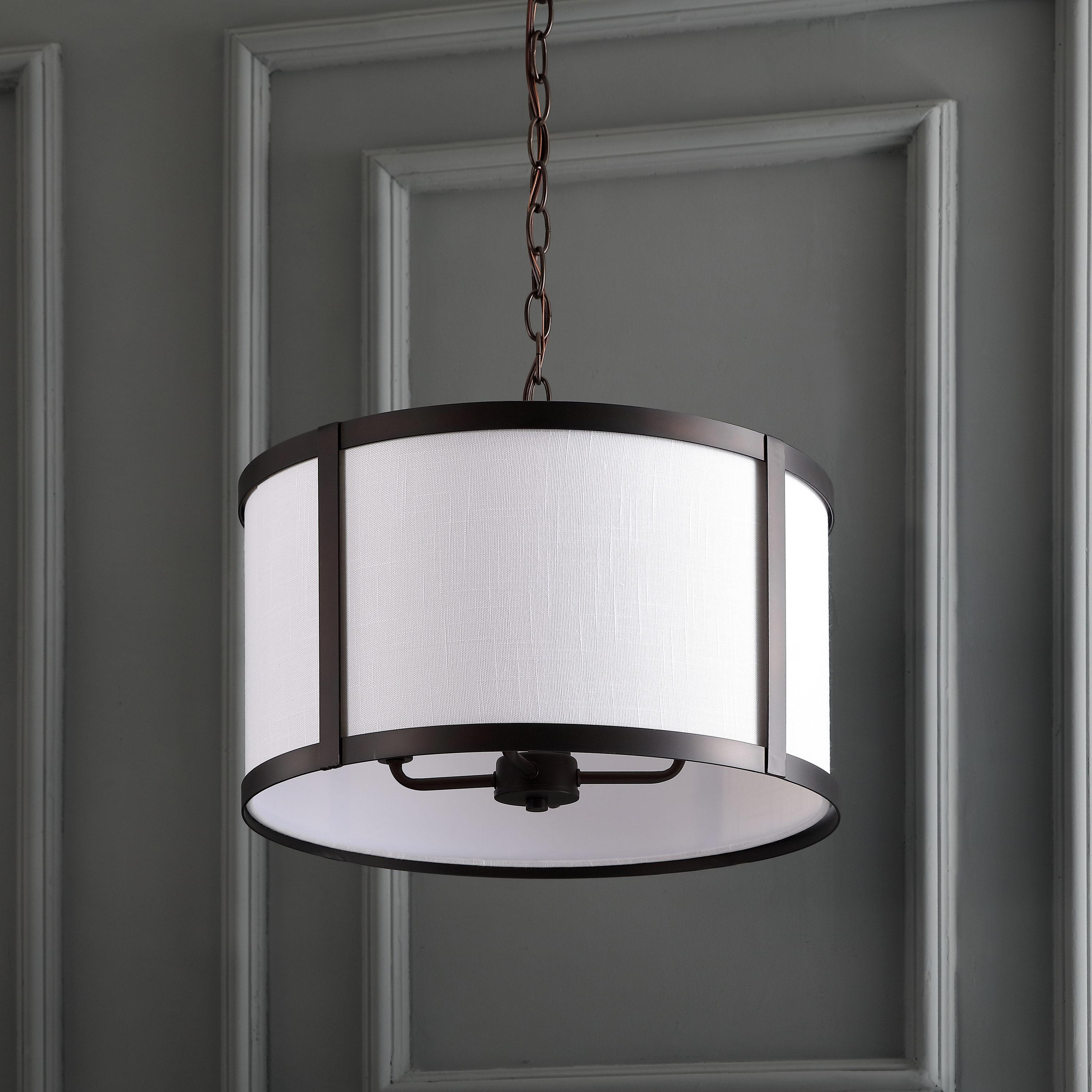 Thatcher 17" Metal LED Pendant Light, Oil Rubbed Bronze/White