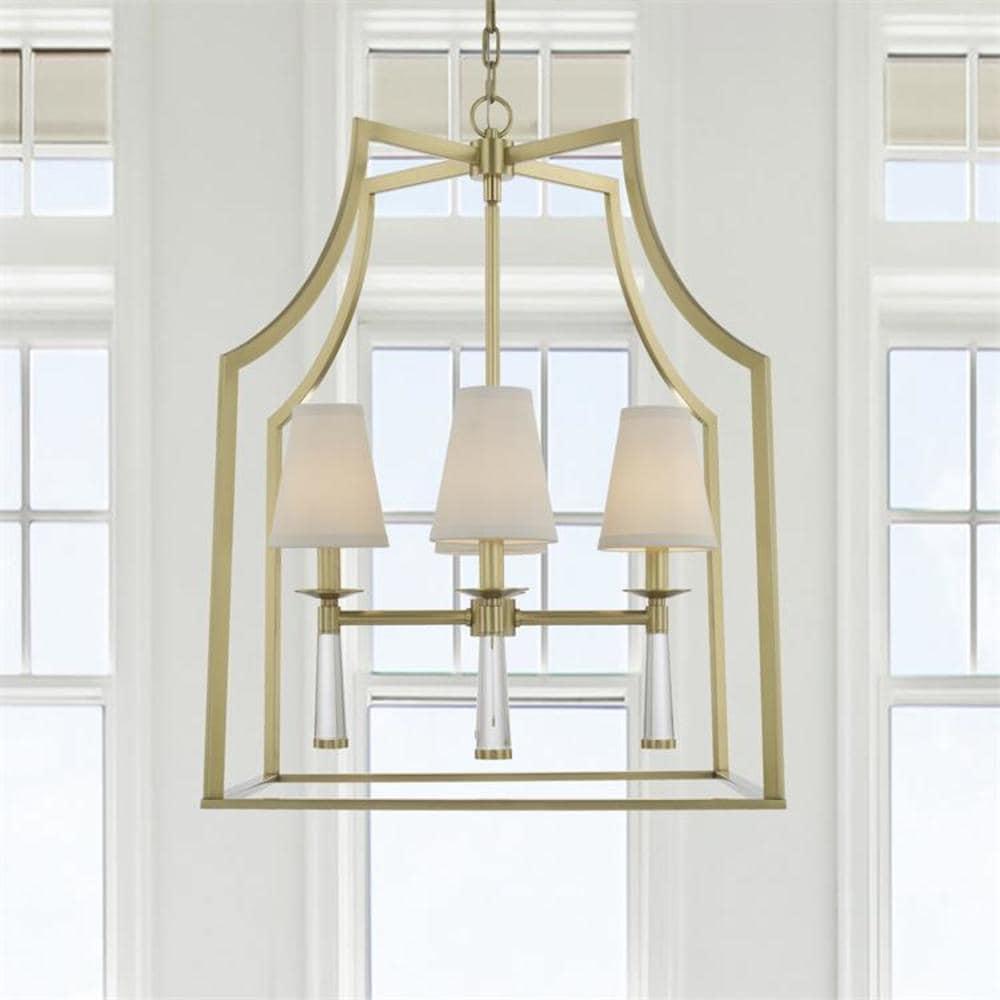 Four Light Chandelier In Minimalist Style 22 Inches Wide By 30 Inches High-Aged Brass Finish    -Traditional Installation Crystorama Lighting 8864-Ag
