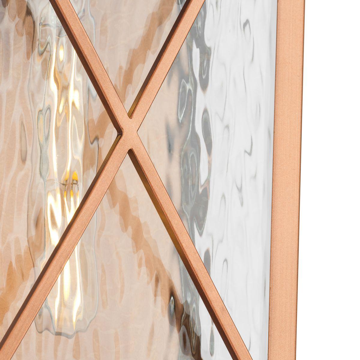 Wakeford Collection One-Light Antique Copper and Clear Water Glass Transitional Style Small Outdoor Wall Lantern