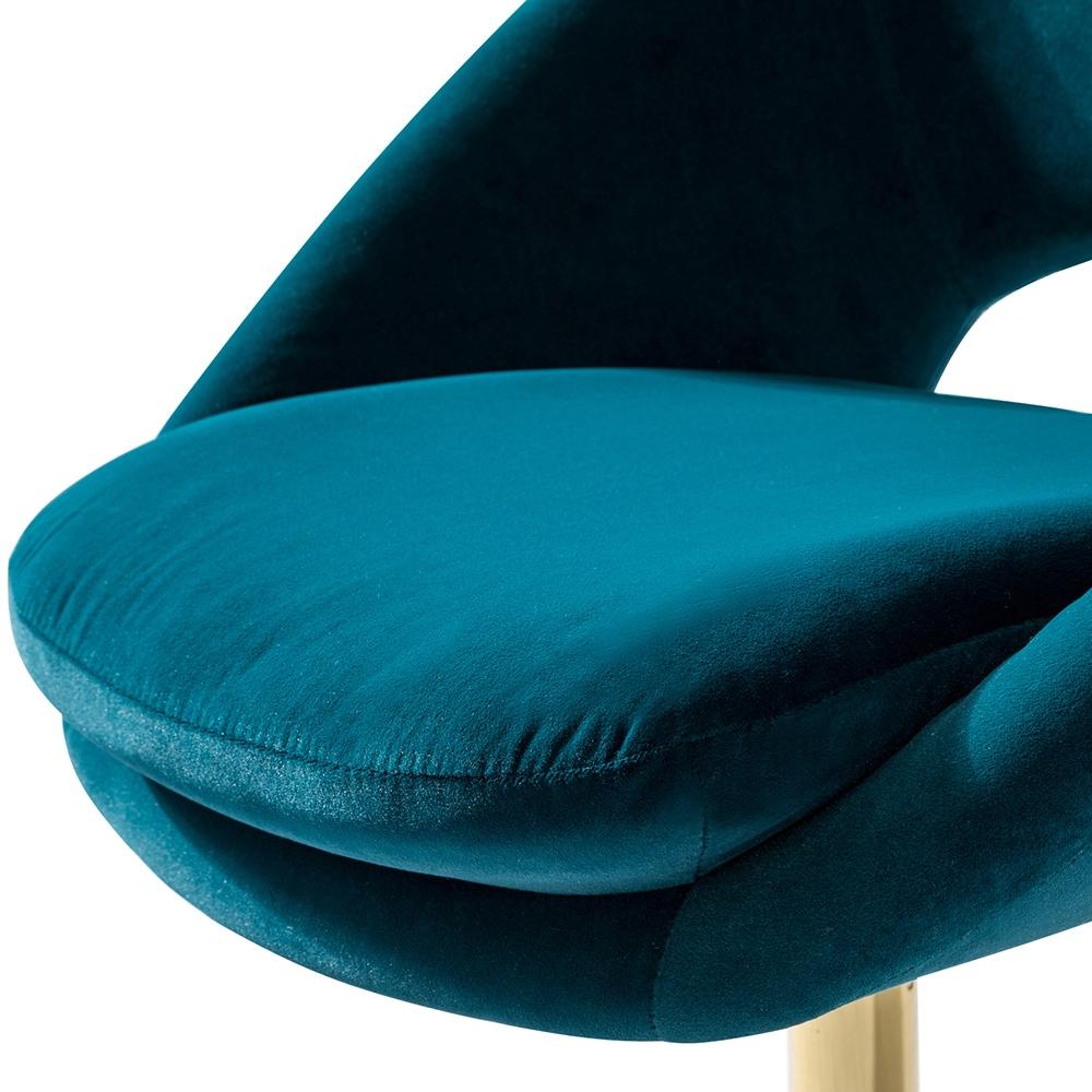 Velvet Swivel Rolling Home Office Chair Height Adjustable Computer Task Chair Metal Base Bedroom Teal