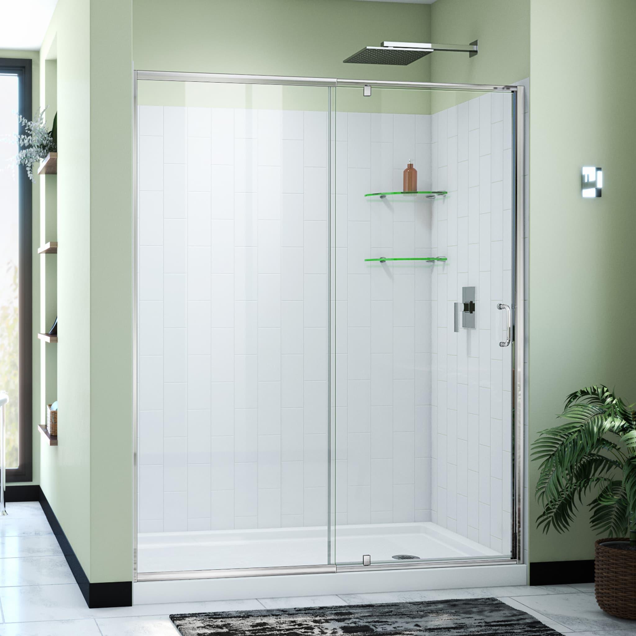 DreamLine Flex 60" W x 34" D x 78" H Semi-Frameless Square Tub Enclosure with Fixed Panel and Base Included D2226034XXR0001