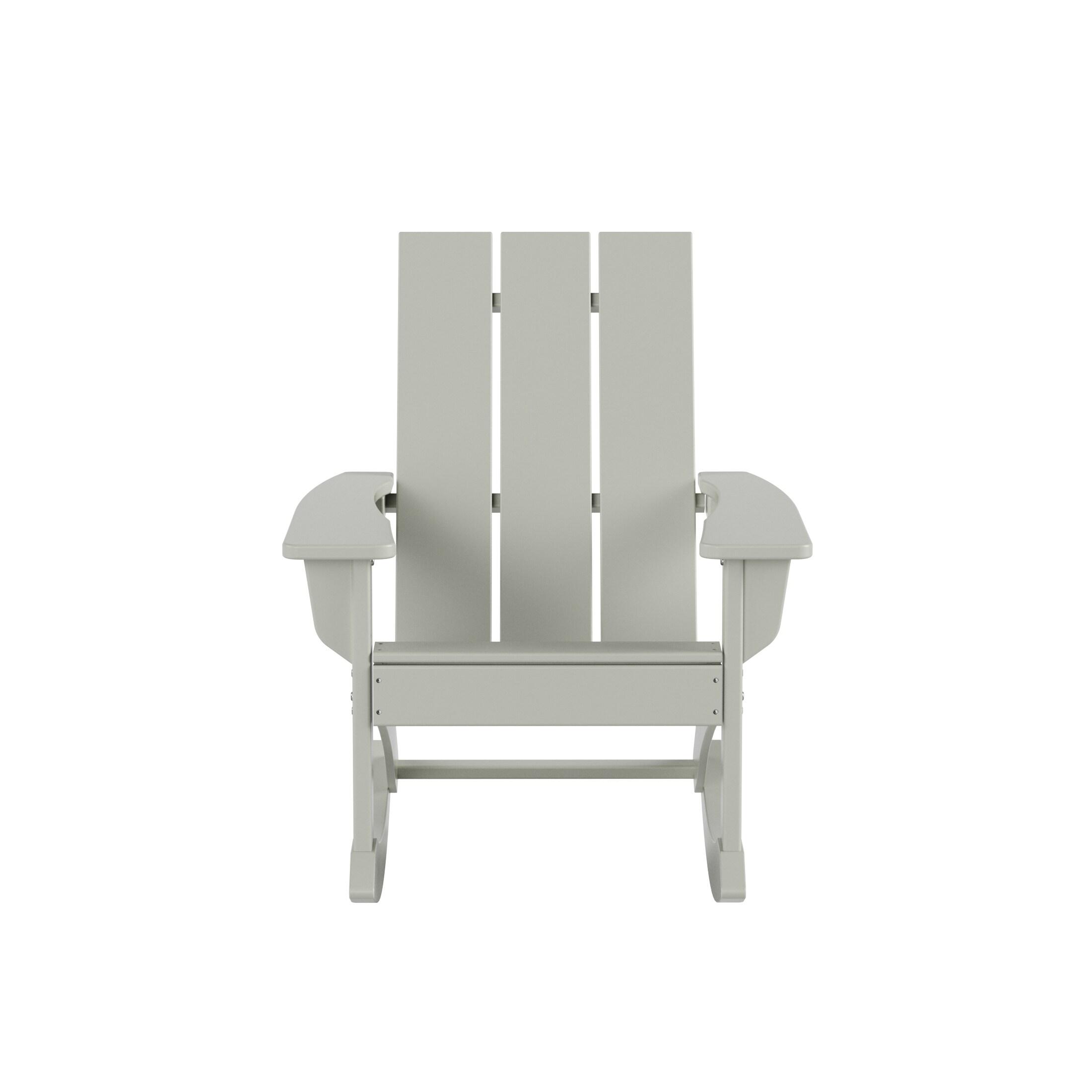 Polytrends  Shoreside Modern Eco-Friendly All Weather Poly Adirondack Rocking Chair Sand