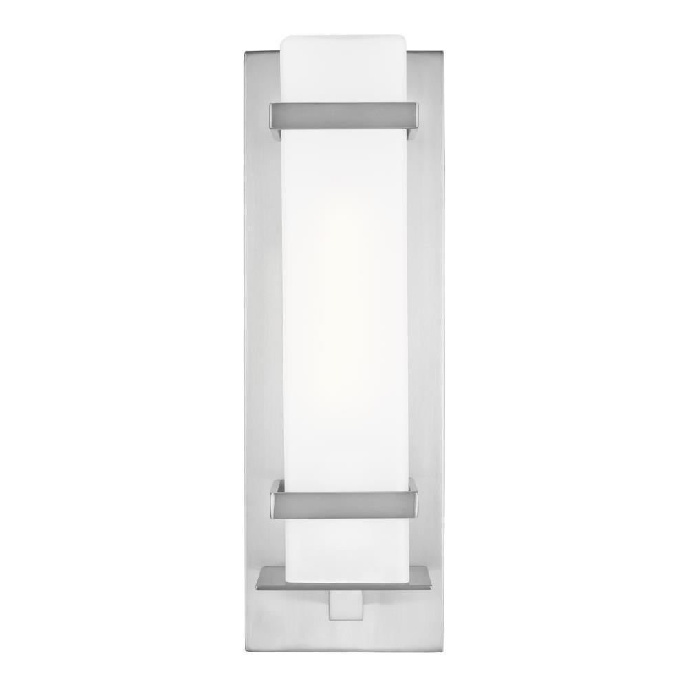 Alban 1-Light Satin Aluminum Outdoor Wall Lantern Sconce with LED Bulb
