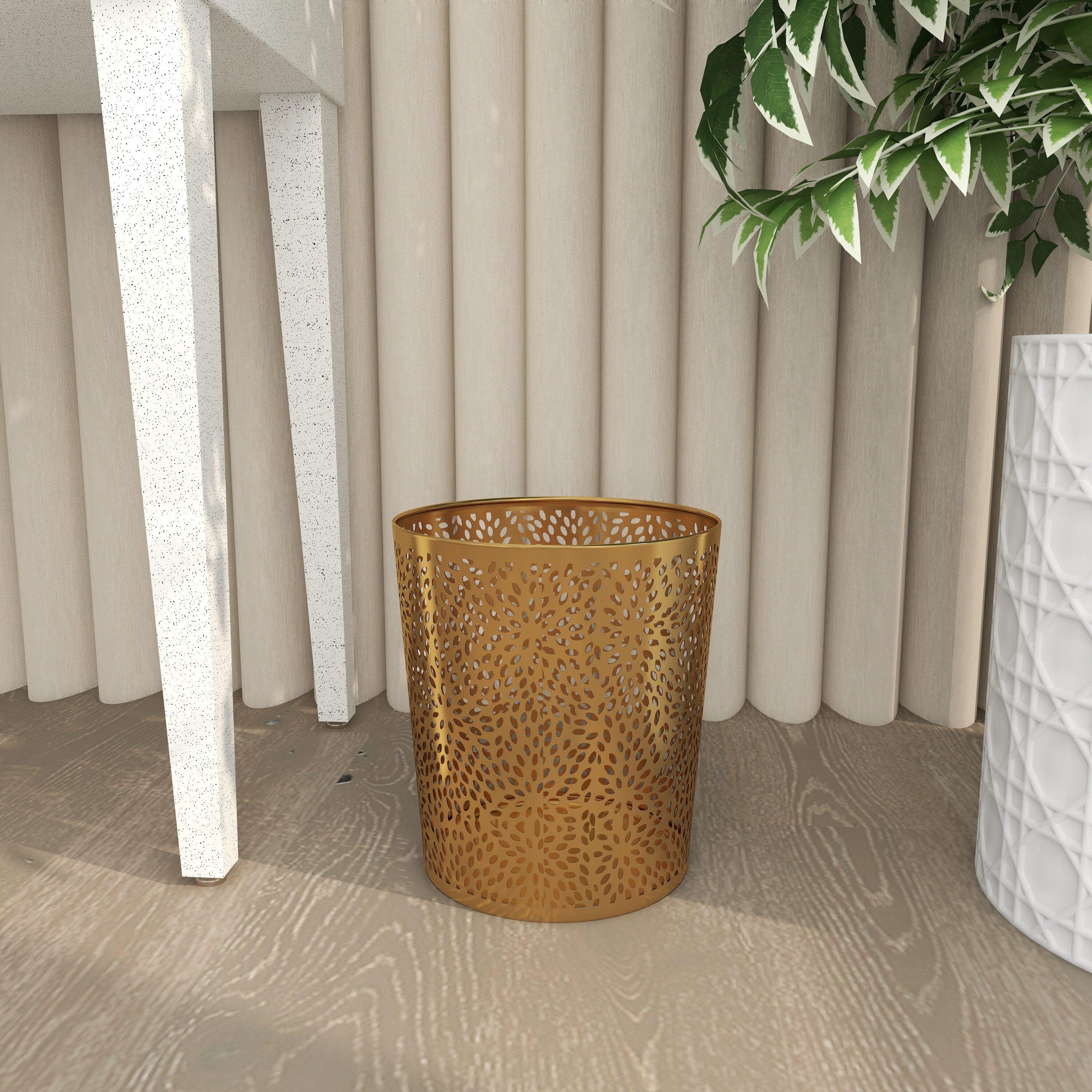 Modern Perforated Design Round Metal Waste Basket