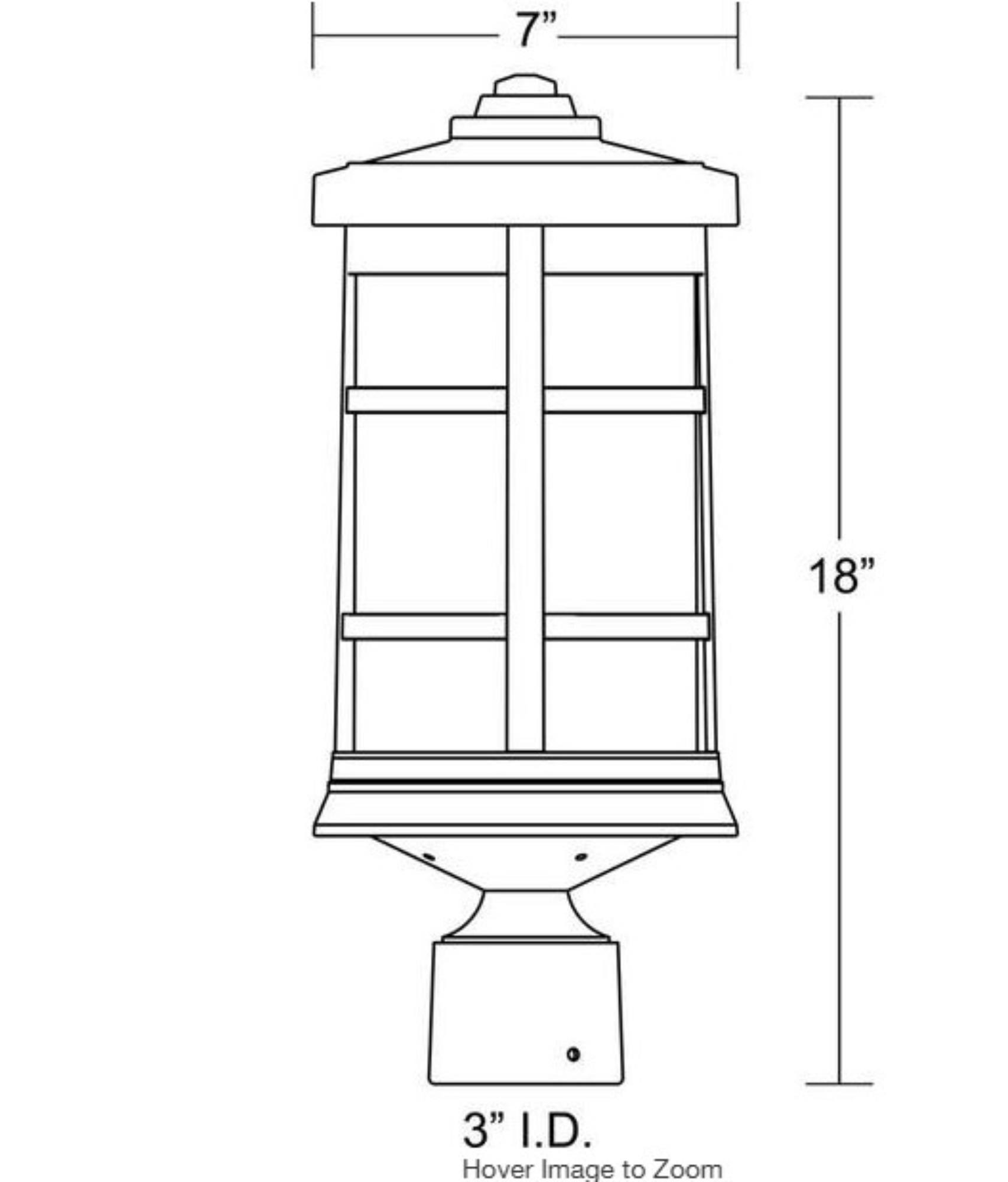 Solus Artisan Cylinder Post Top Fixture with Clear Acrylic Lens