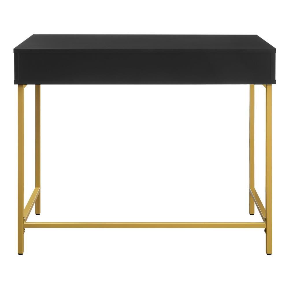 OS Home and Office Furniture 36" Contemporary Wood Writing Desk in Black/Gold