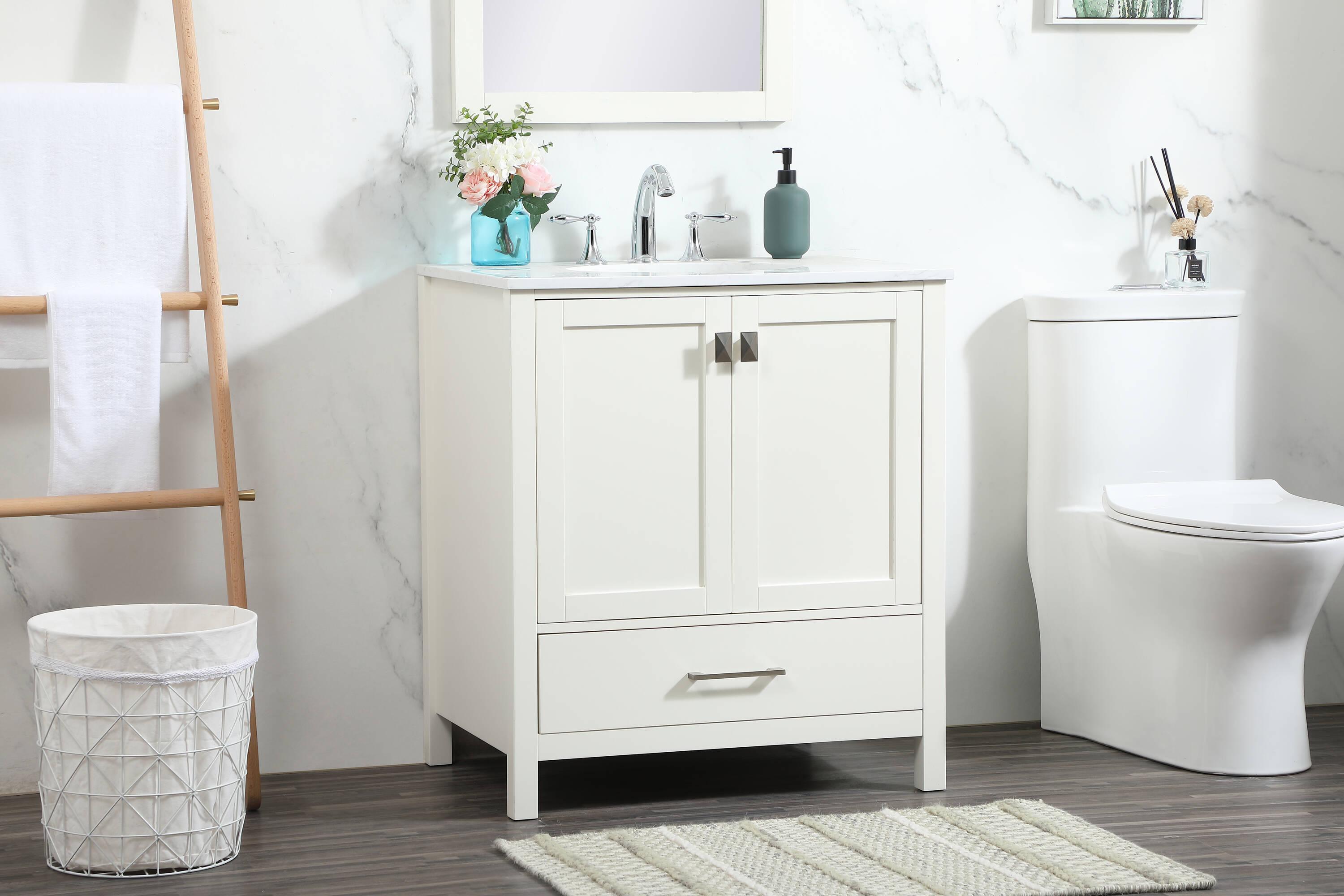 Elegant Decor Irene 30" Zinc Alloy MDF Single Bathroom Vanity in White