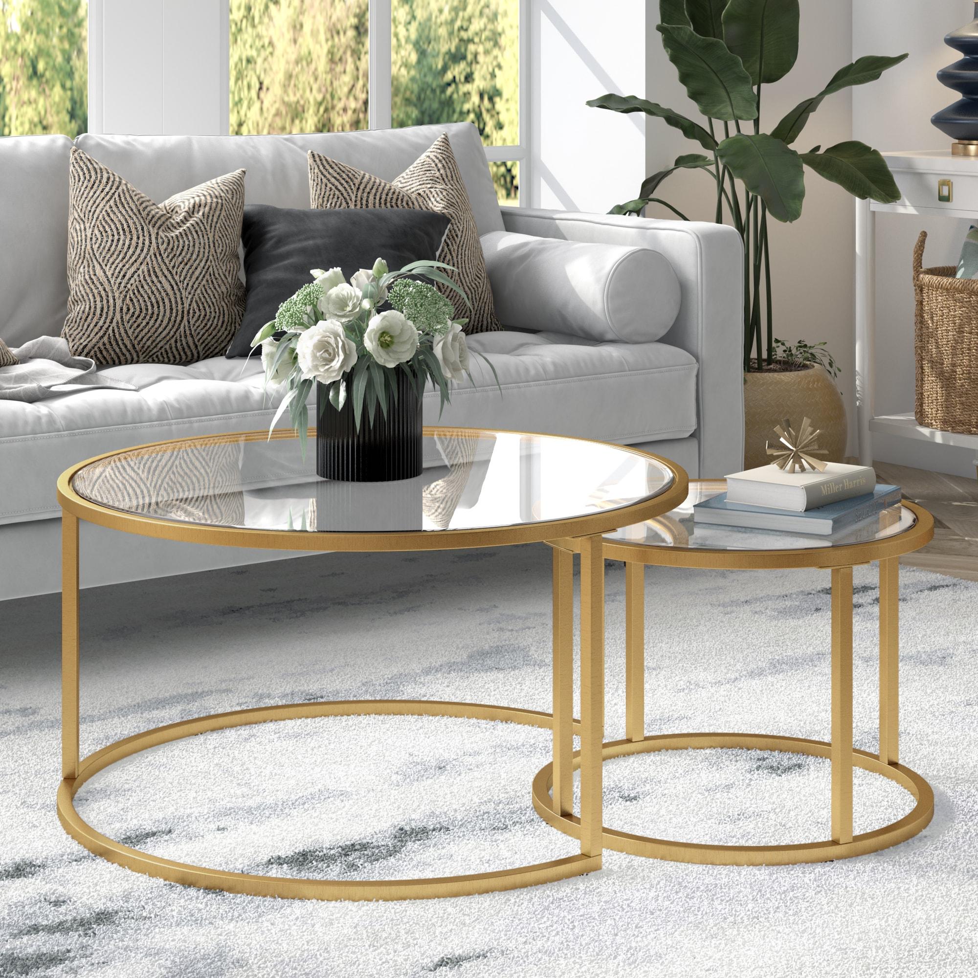Evelyn&Zoe Watson Round Nested Coffee Table in Brass