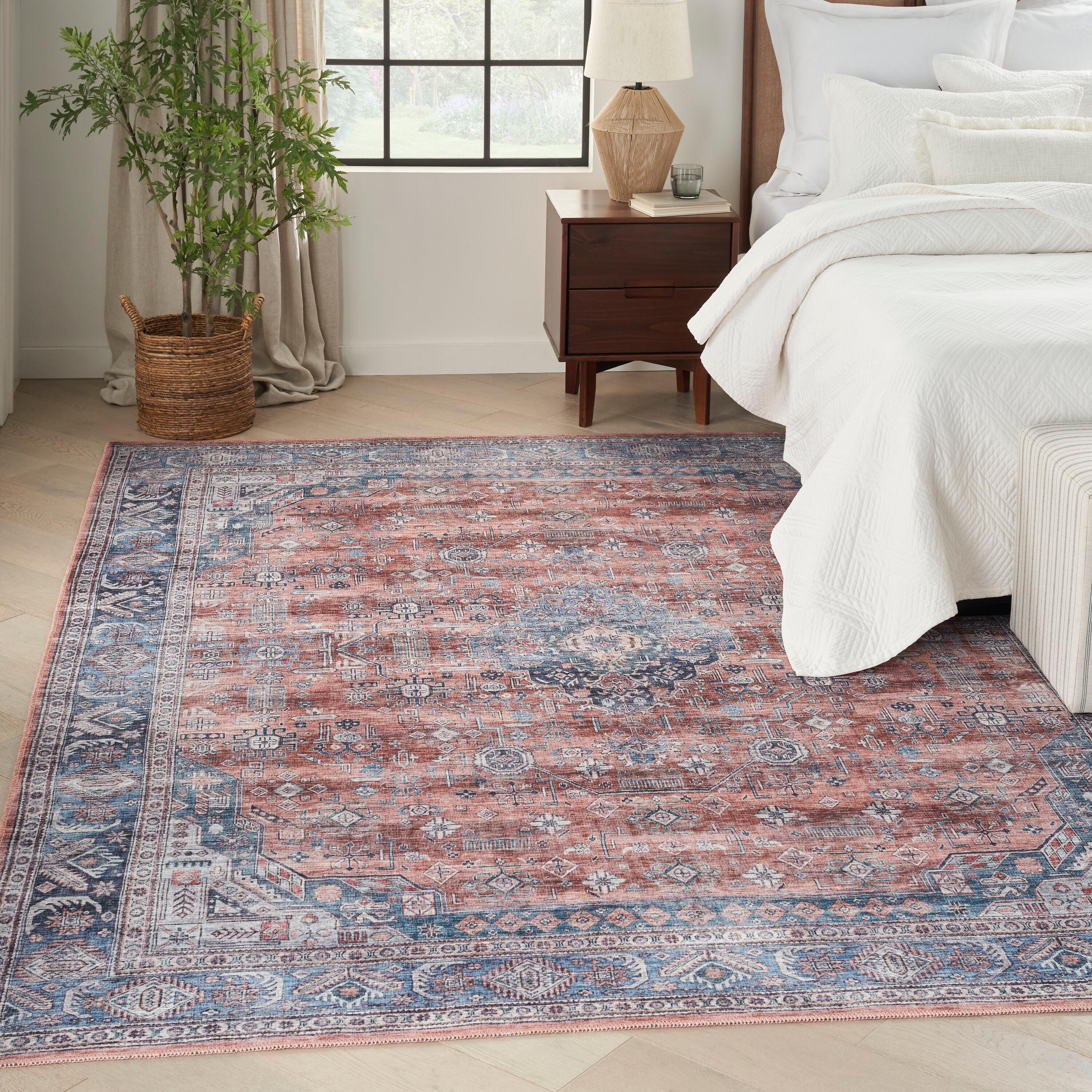 Nourison Washable Brilliance 7'10" x 9'10" Blue/Multi Vintage Indoor Rug