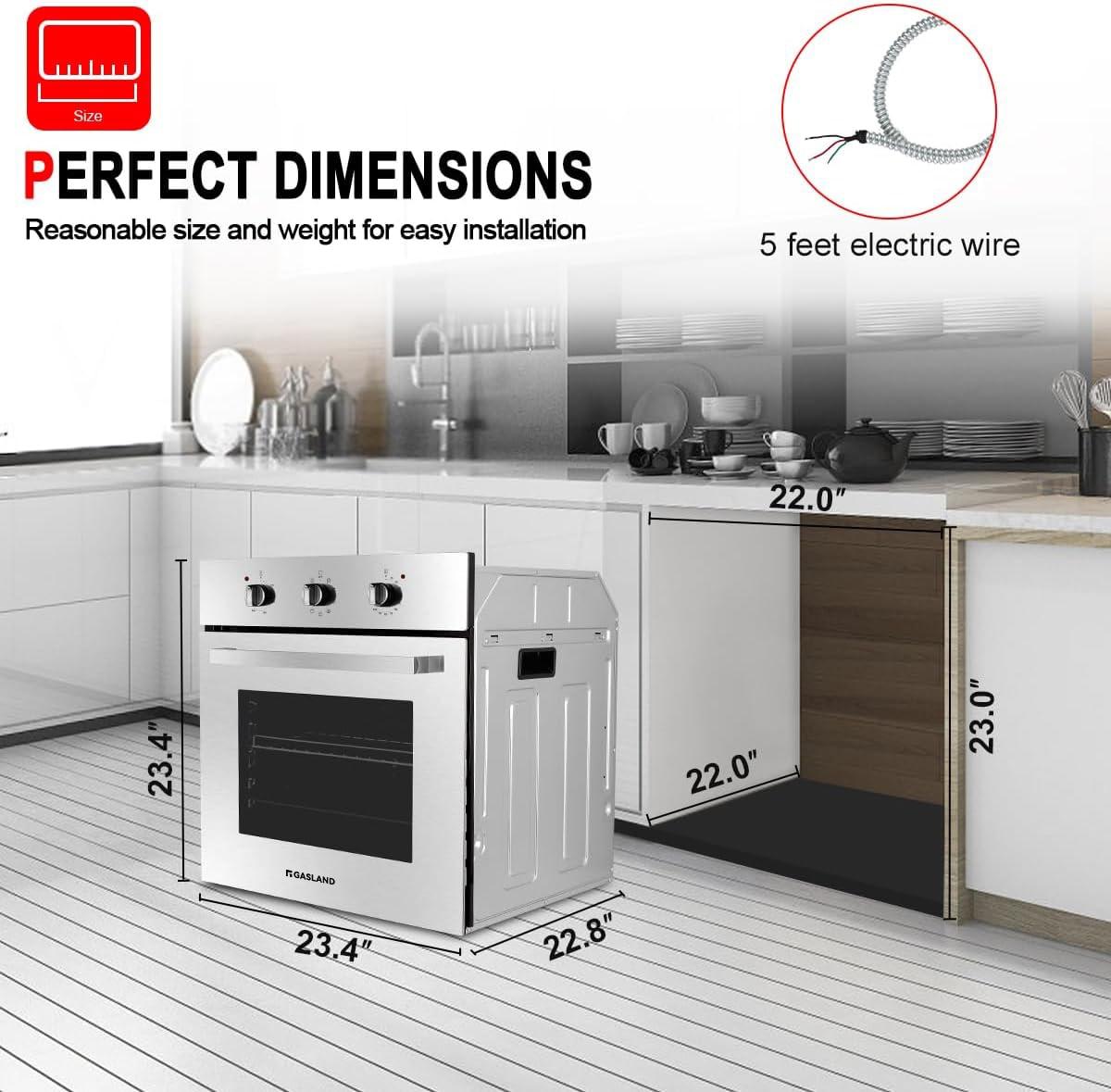 GASLAND 24" 2.3 cu. ft. Electric Single Wall Oven With 6 Cooking Functions ES606MS