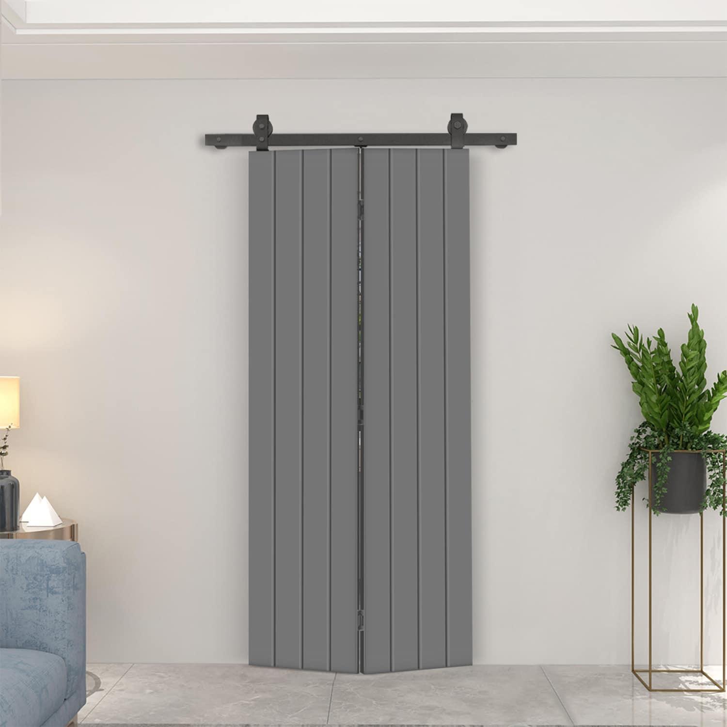 Calhome Modern Bi-Fold Barn Door with Sliding Hardware Kit