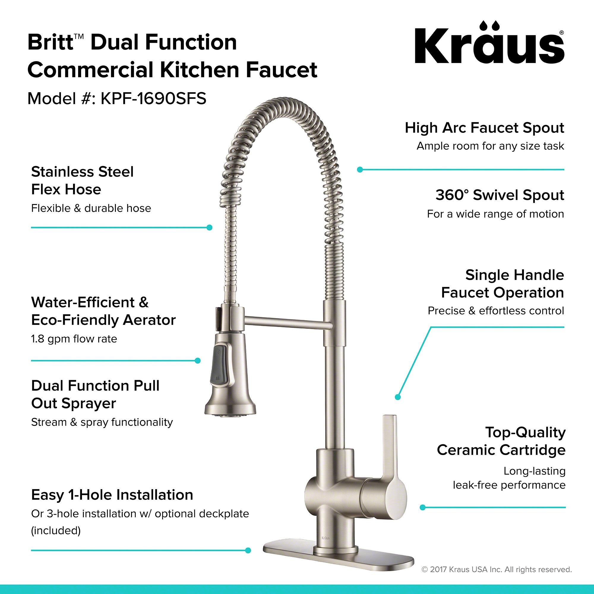 KRAUS Britt Single Handle Commercial Style Kitchen Faucet