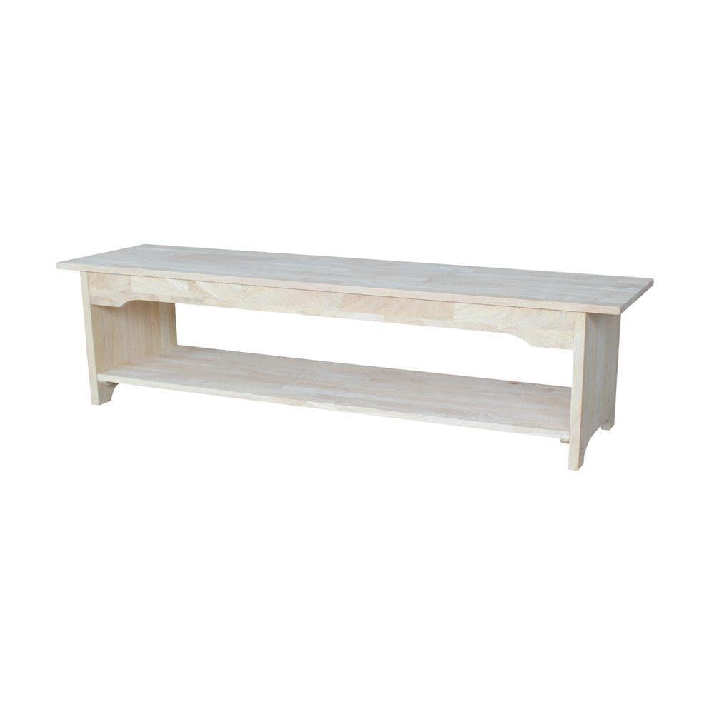 60" Brookstone Bench - International Concepts: Solid Wood, Unfinished, Parawood, Seats 2