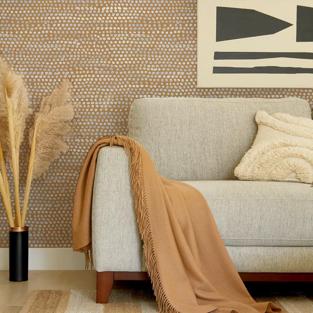 Tempaper & Co. Moire Dots Removable Peel and Stick Wallpaper, Toasted Turmeric Dots, 28 sq. ft.: Vinyl, Self-Adhesive, Modern Decor