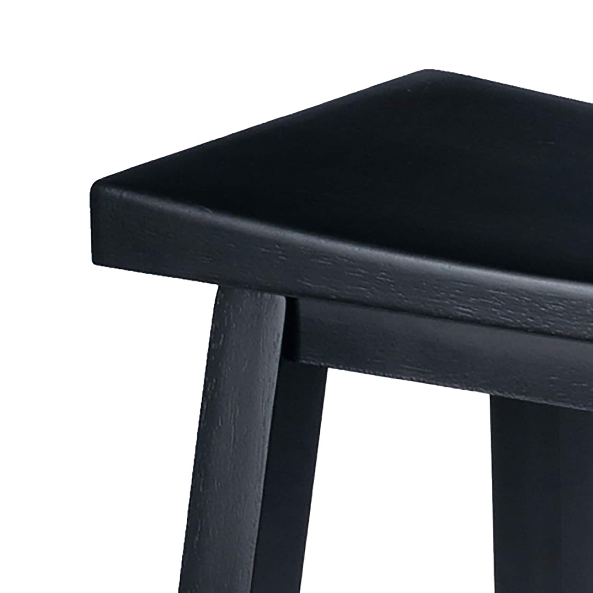 29" Satori Saddle Seat Barstool Black - Winsome: Solid Wood, High-Top Counter, Backless Design