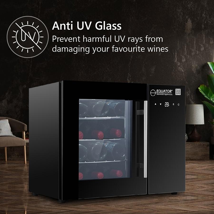 Equator Advanced Appliances 12 Bottles Countertop Wine Refrigerator Black Touch Control 110V