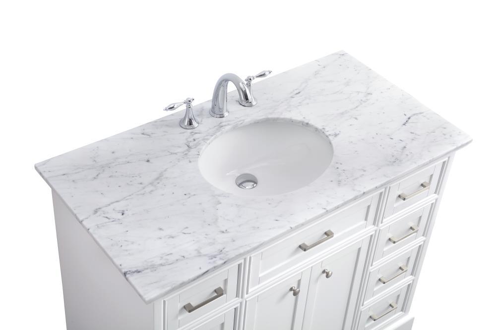 Elegant Decor Americana 42" Single Marble Top Bathroom Vanity in White