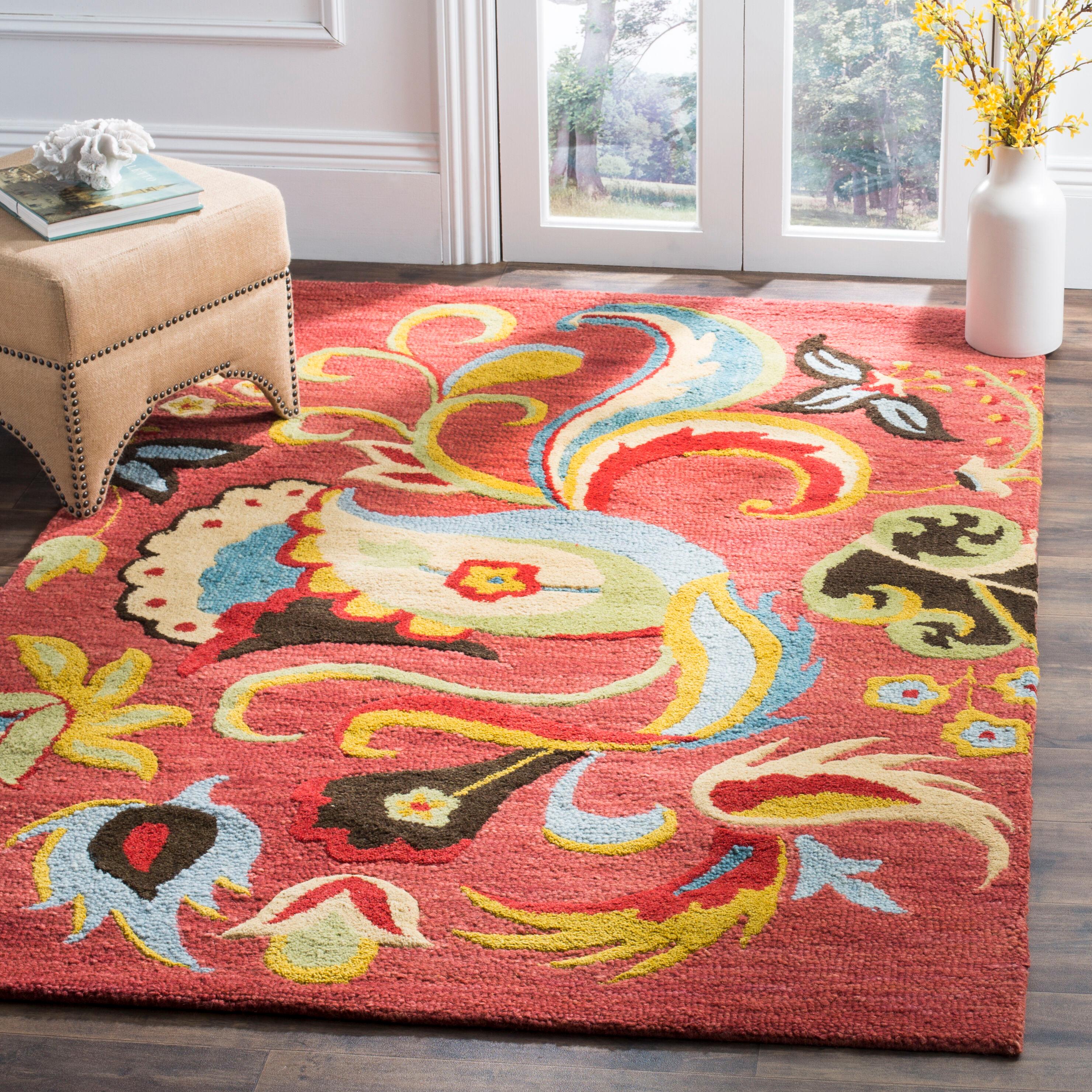 Blossom BLM680 Hand Hooked Area Rug - Rust/Multi - 4'x6' - Safavieh.