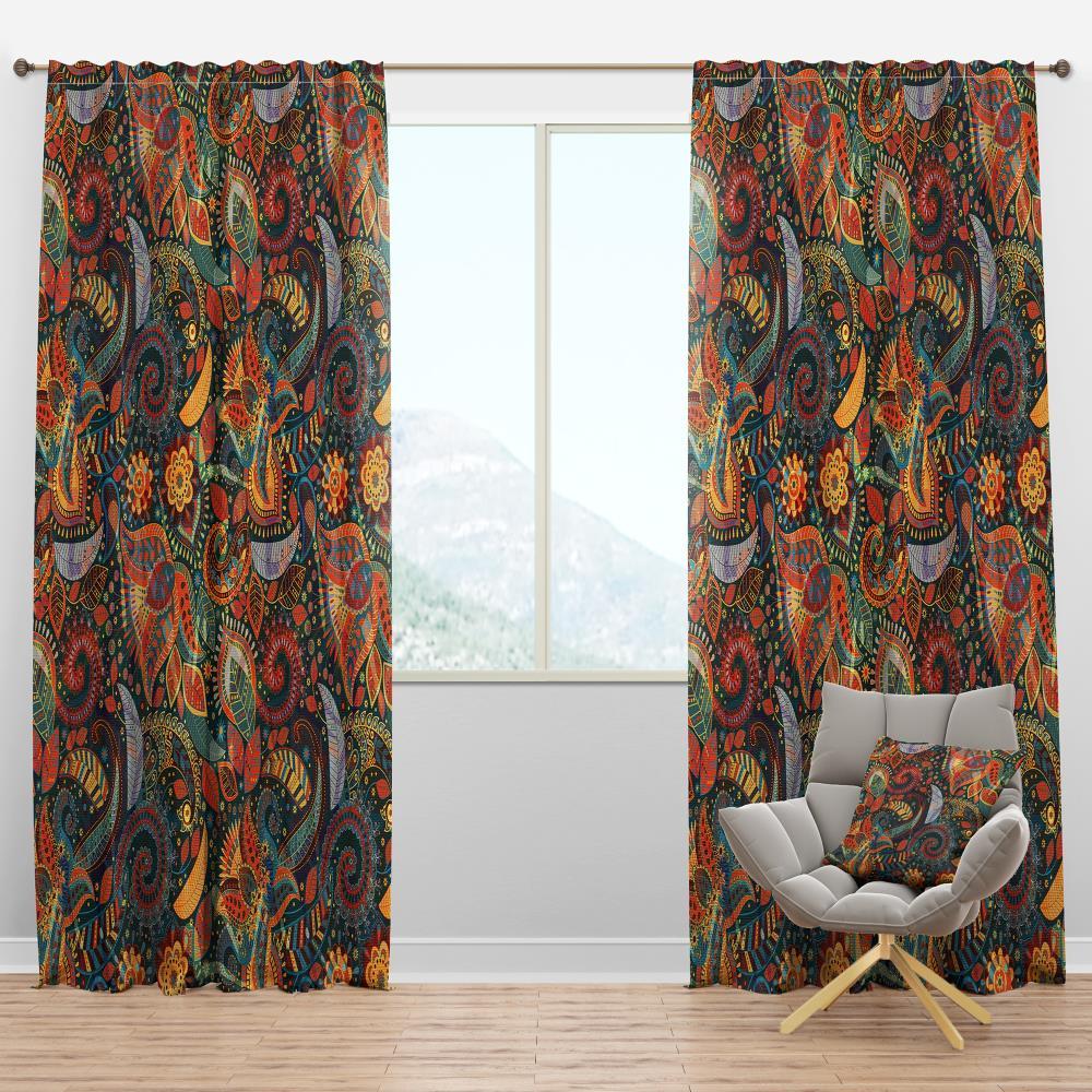Design Art Paisley Floral Pattern - Paisley Curtain - Velvet Room darkening - 1 panel