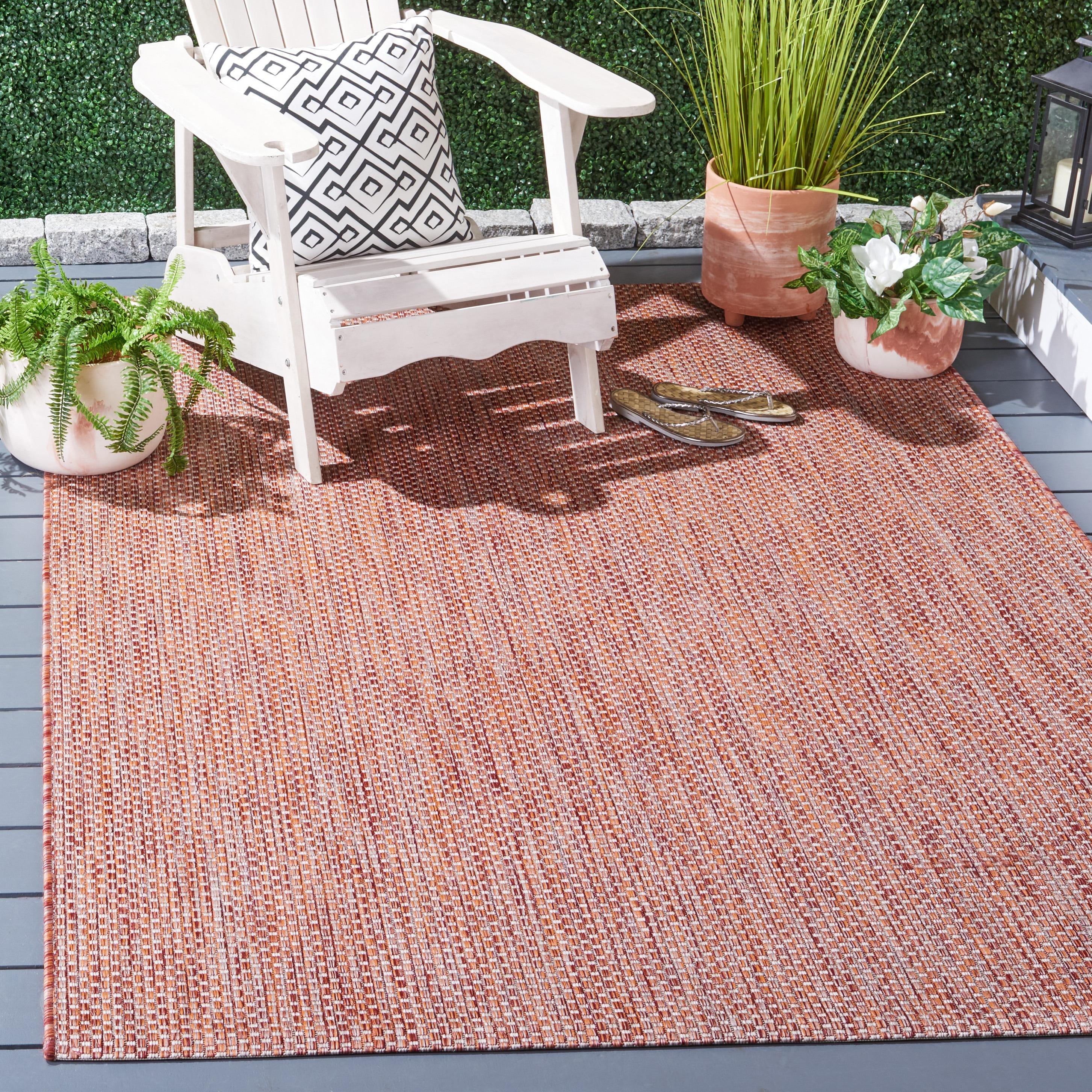 Courtyard CY8521 Power Loomed Indoor/Outdoor Area Rug - Red/Beige - 4'x4' - Safavieh.