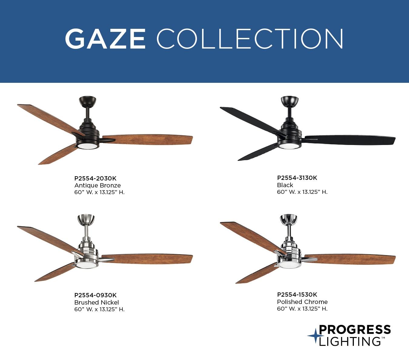 Gaze Collection 60" LED Three-Blade Ceiling Fan