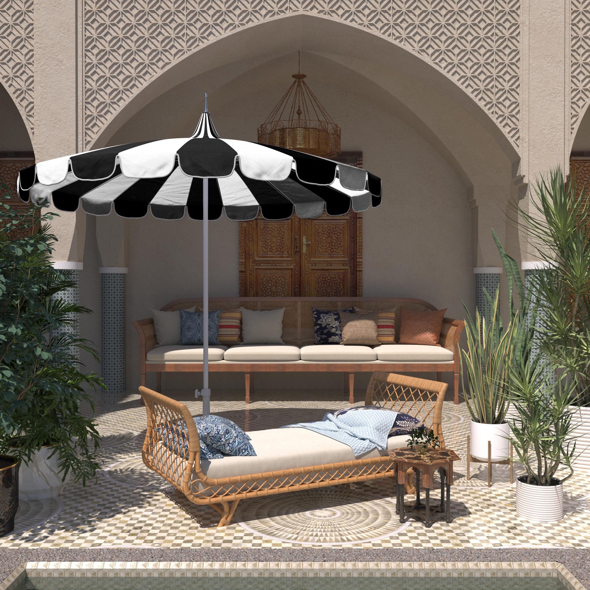 California Umbrella Pagoda 8.5-ft. Striped Pacifica Patio Umbrella