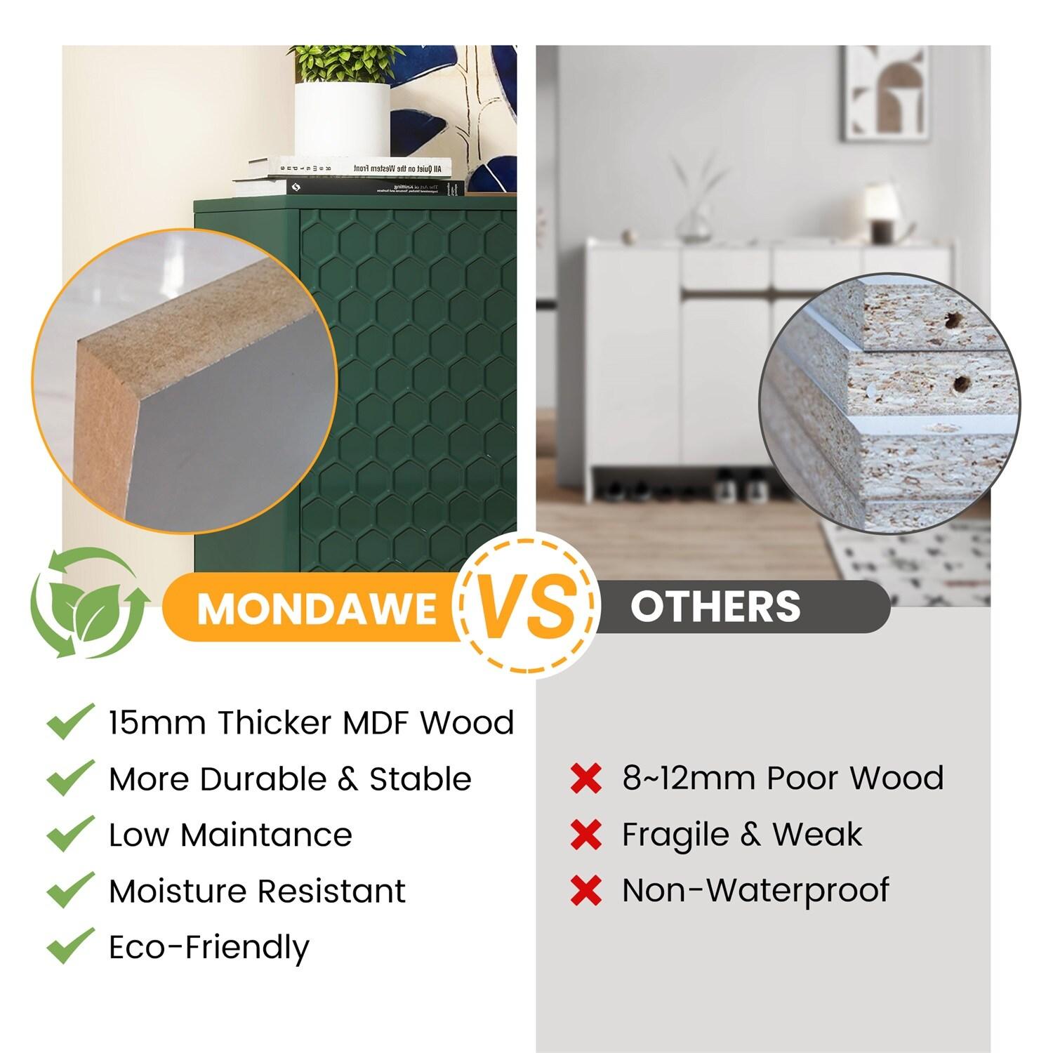 Mondawe Accent Cabinet with 3 Drawers, Free Standing Sideboard Buffet Cabinet with Storage, Modern Storage Cabinet for Dining Room Hallway Office Entryway,Green