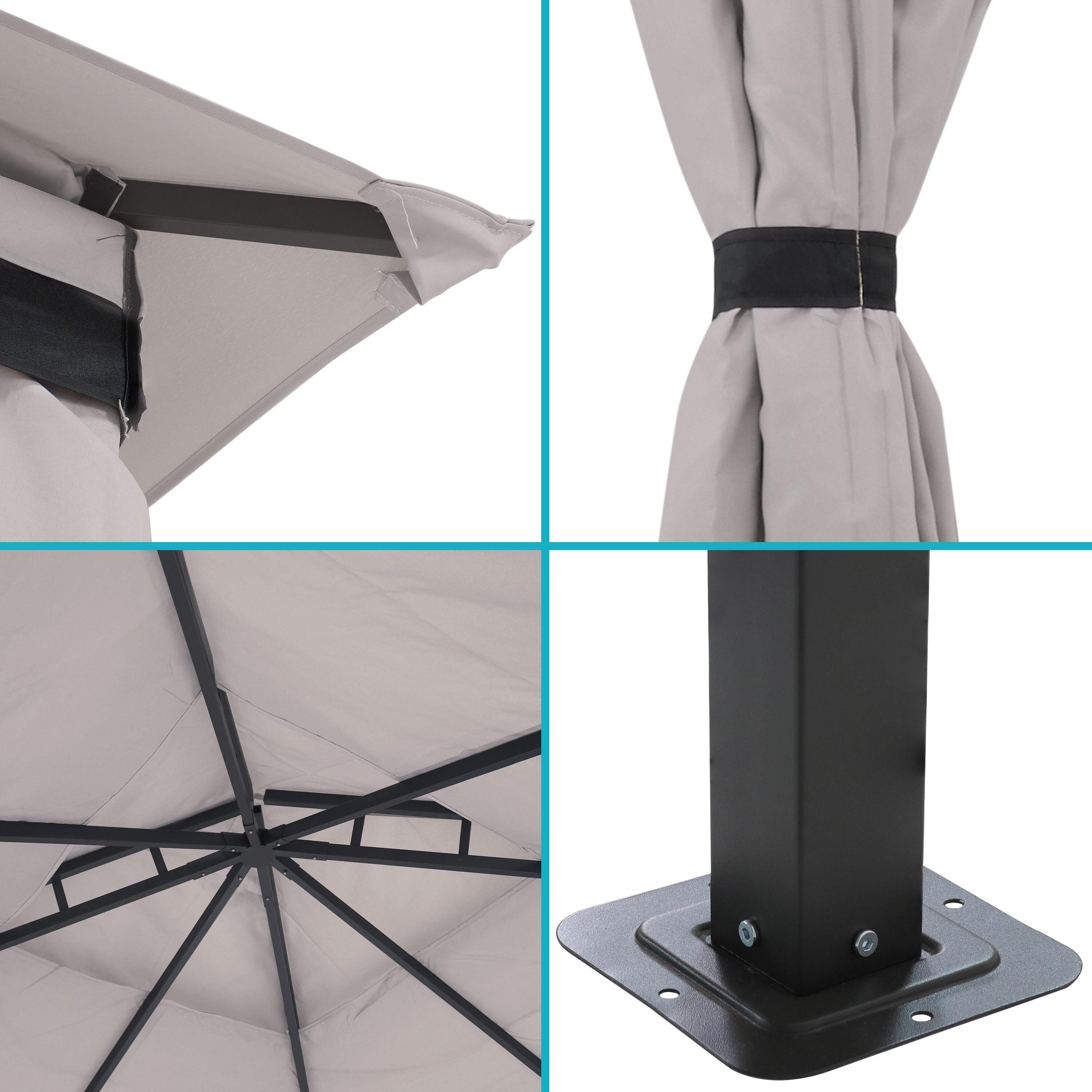 Sunnydaze Soft Top Rectangle Patio Gazebo with Screens and Privacy Walls for Backyard, Garden or Deck - Gray