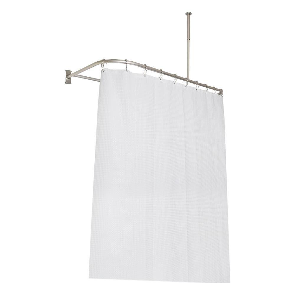 Utopia Alley Durable Rustproof Aluminium Crafted Shower Rod With Ceiling Support for Freestanding Tubs and Bathtubs, D Shape Curved Shower Rod, 60" Large Size by 25", Brushed Nickel
