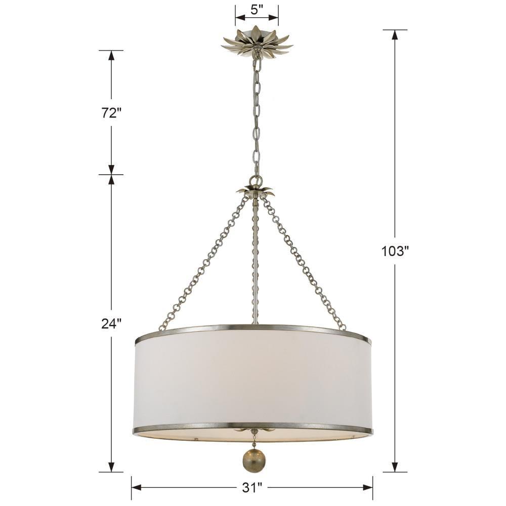 Six Light Chandelier-Antique Silver Finish    -Traditional Installation Crystorama Lighting 518-Sa